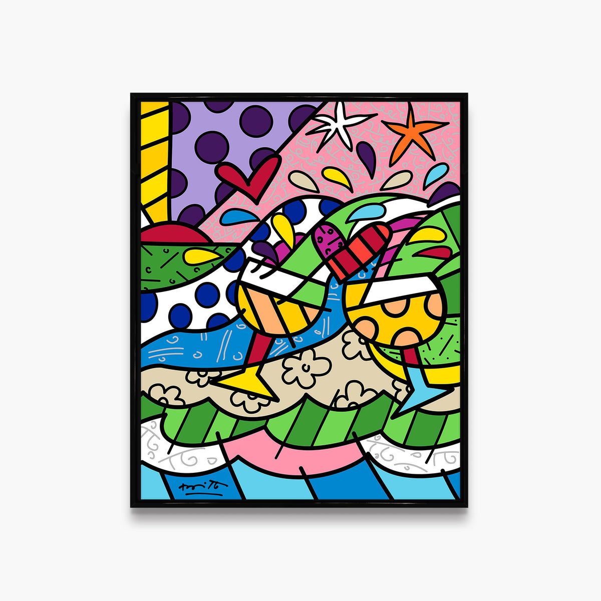 Romero Britto wine country yellow limited edition  contemporary pop art piece