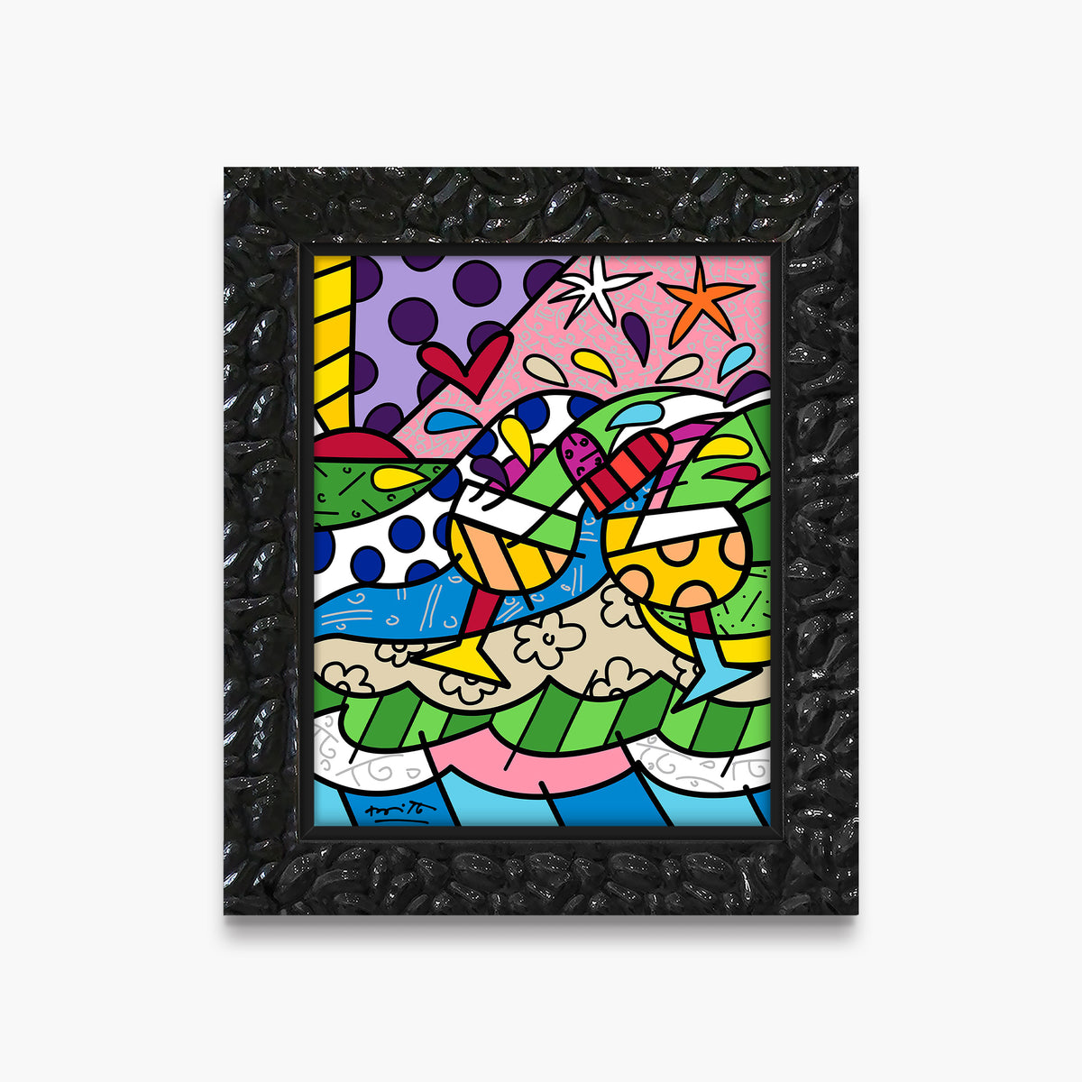 Romero Britto wine country yellow limited edition  colorful pop art design
