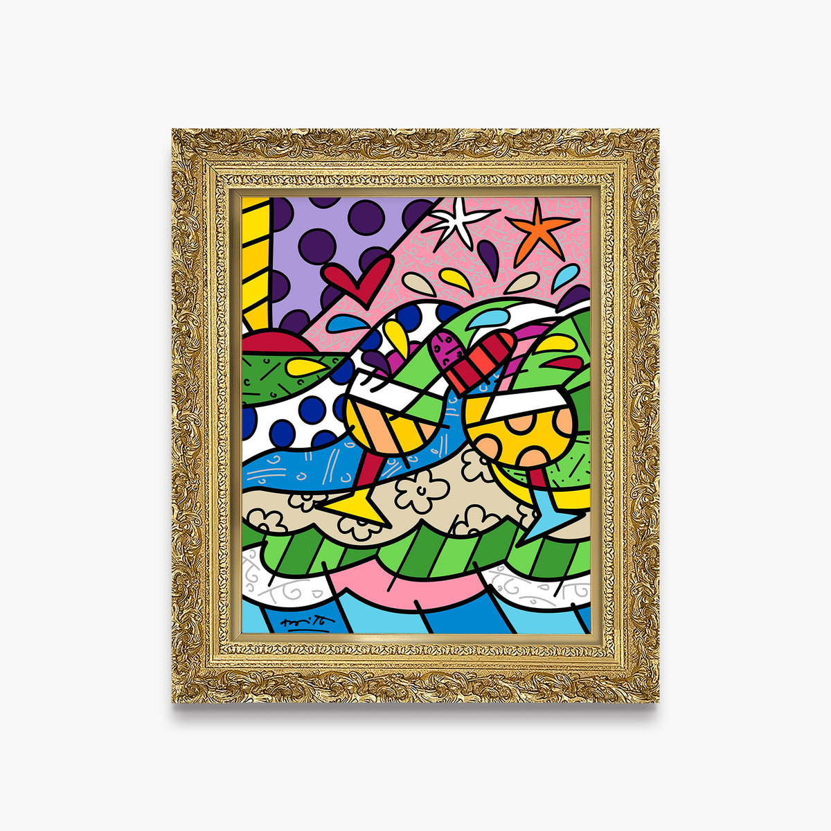 Romero Britto wine country yellow limited edition  contemporary pop art piece