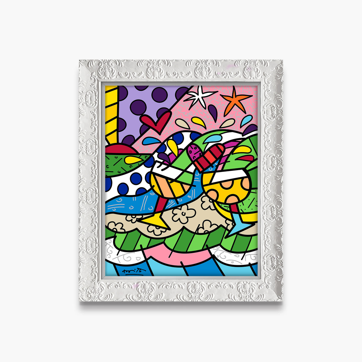 Romero Britto wine country yellow limited edition  colorful pop art design