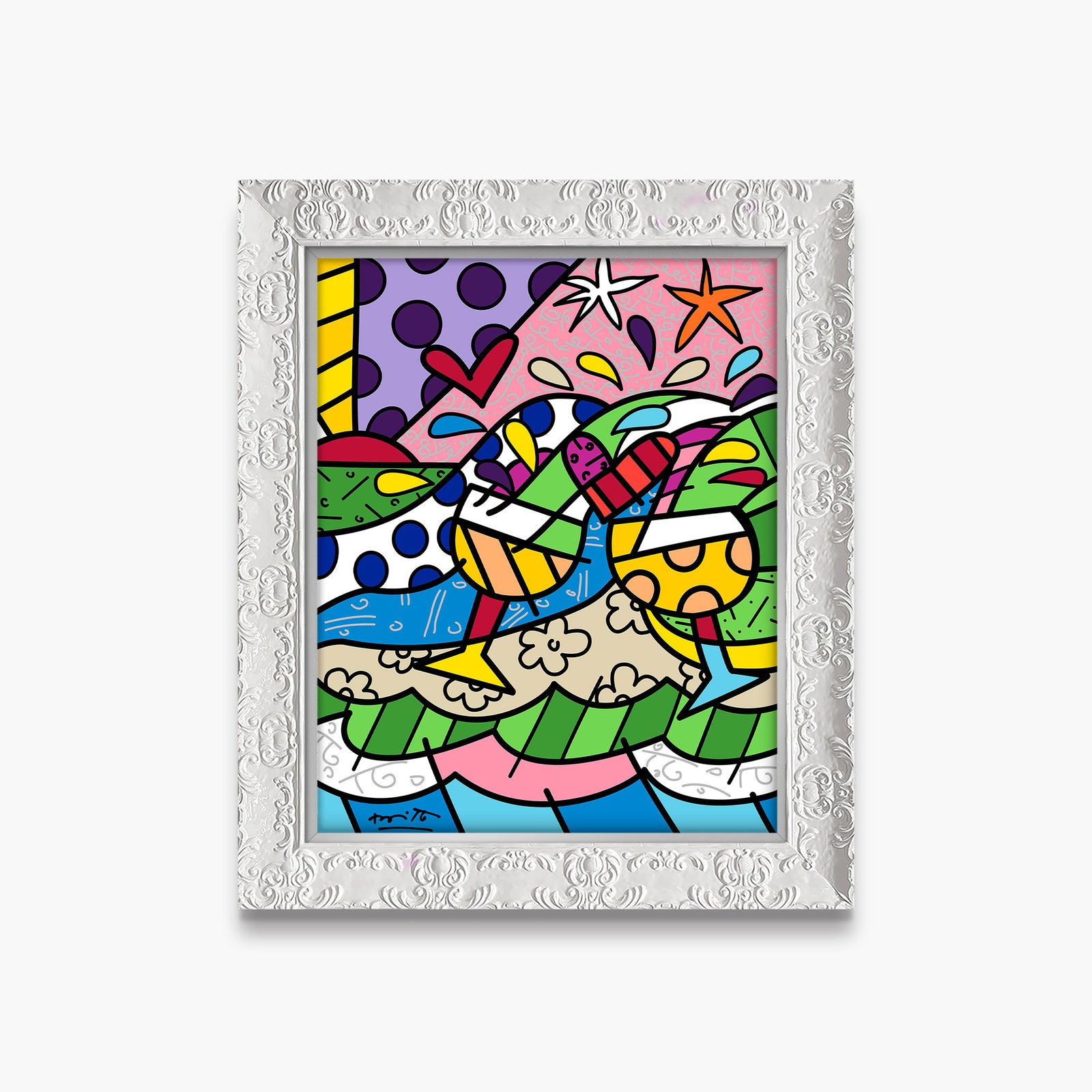 Romero Britto wine country yellow limited edition  colorful pop art design