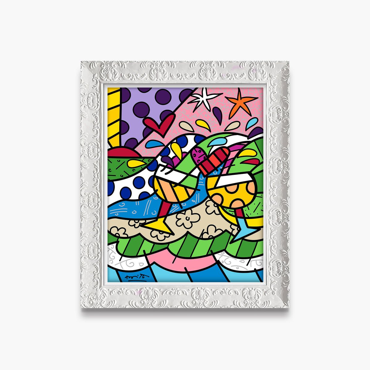 Romero Britto wine country yellow limited edition  contemporary pop art piece