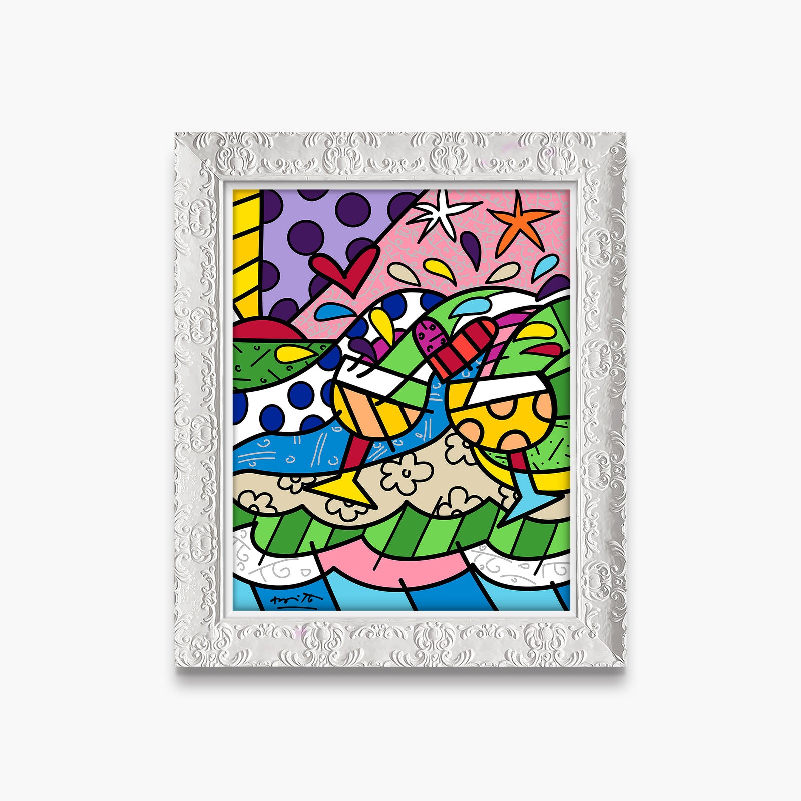 Romero Britto wine country yellow limited edition  contemporary pop art piece
