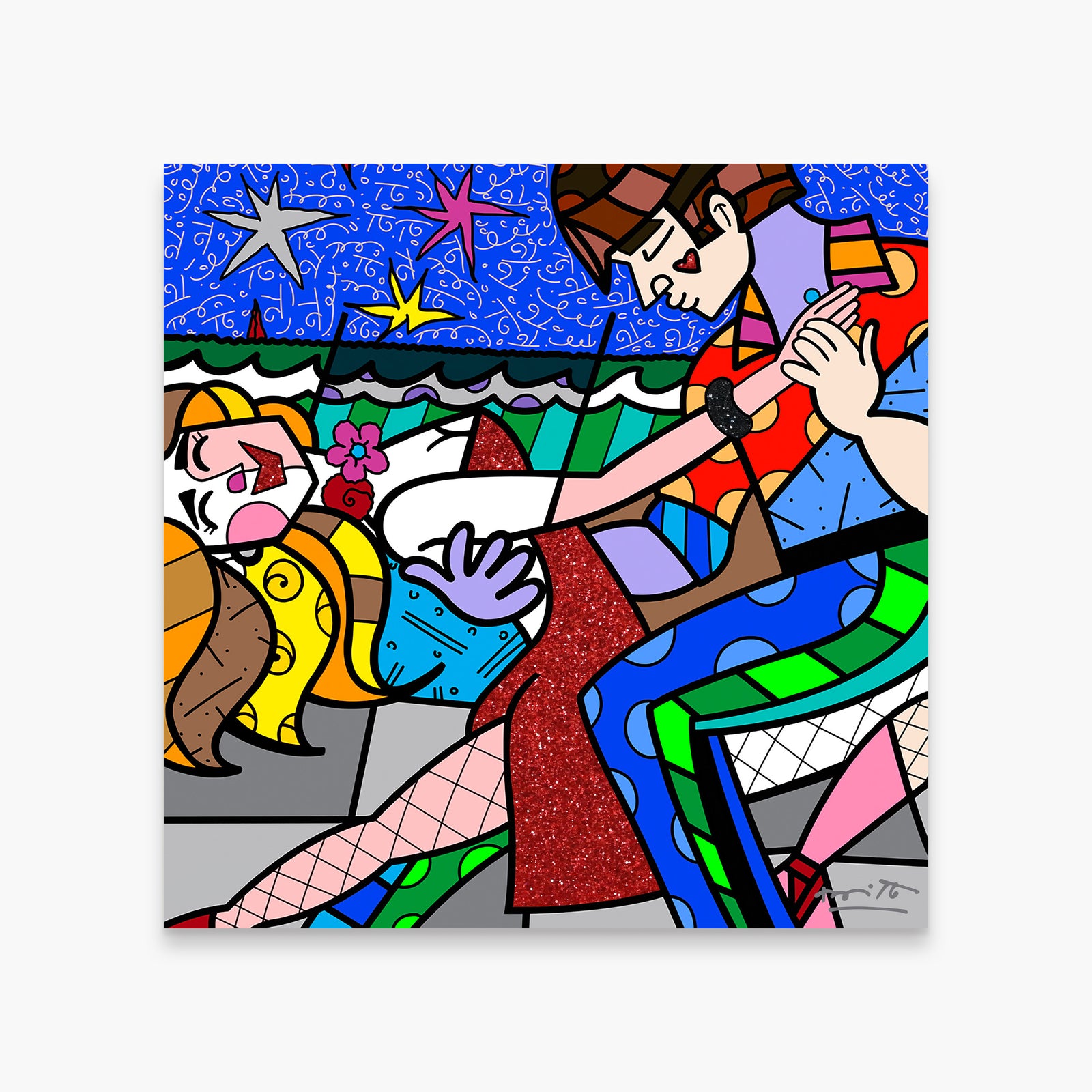 Romero Britto all night long limited edition  colorful pop art design