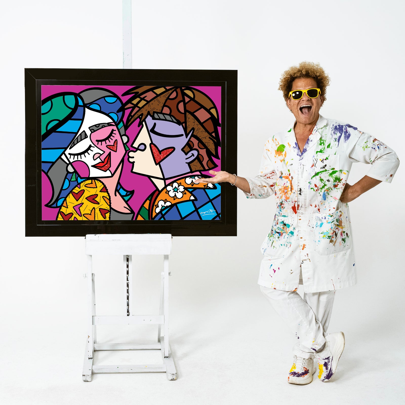 Romero Britto feeling love limited edition print  colorful pop art design