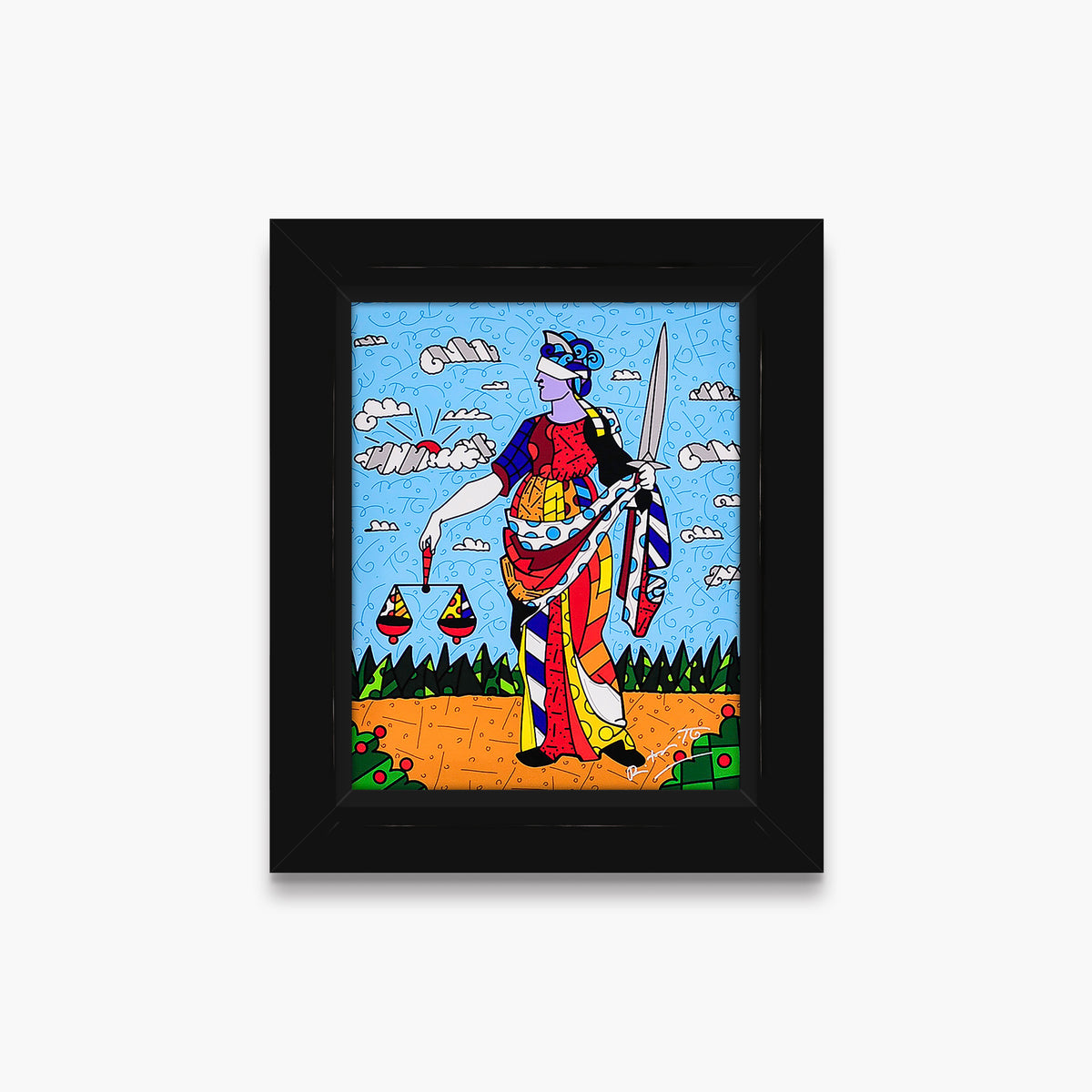 Romero Britto lady justice limited edition print  colorful pop art design