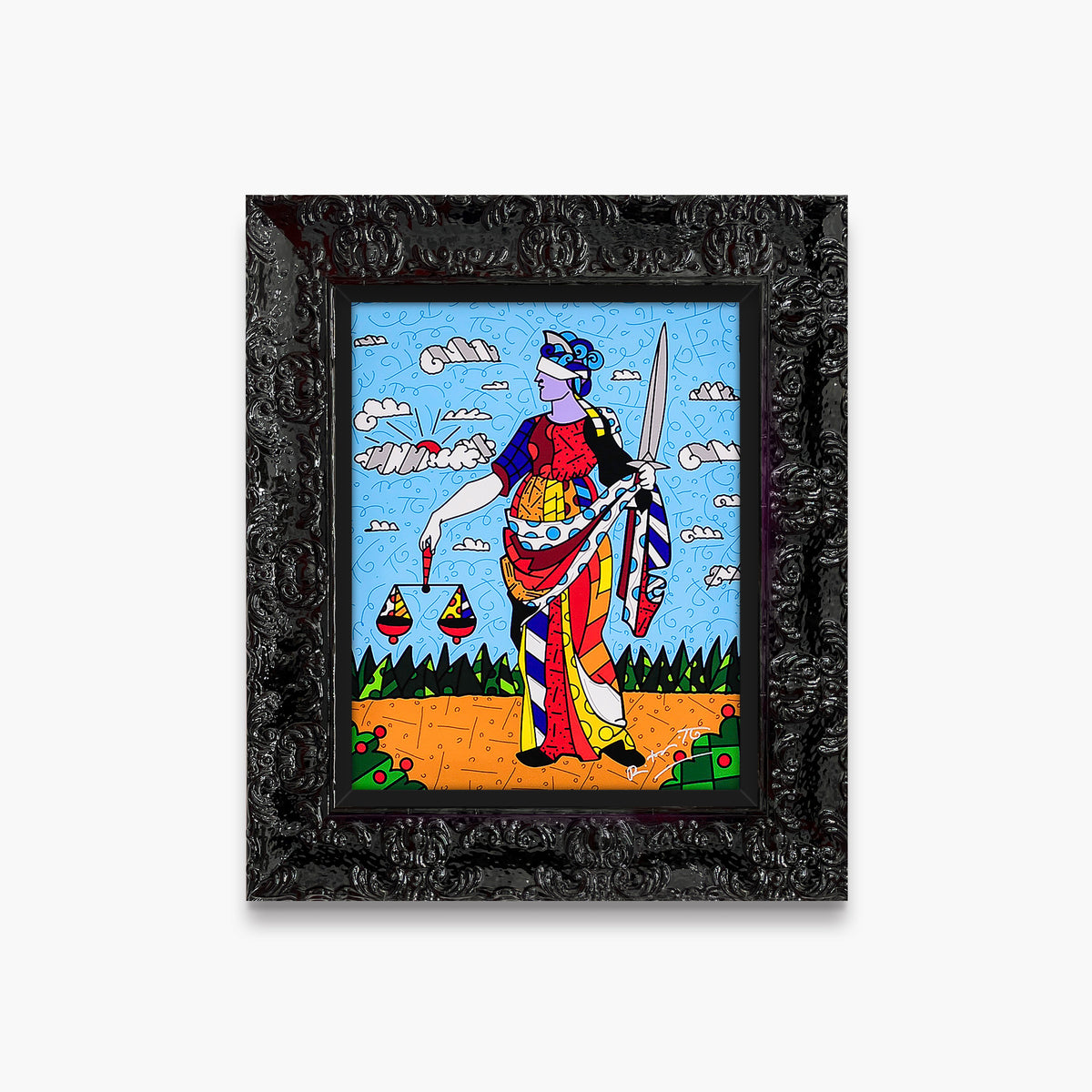 Romero Britto lady justice limited edition print  contemporary pop art piece