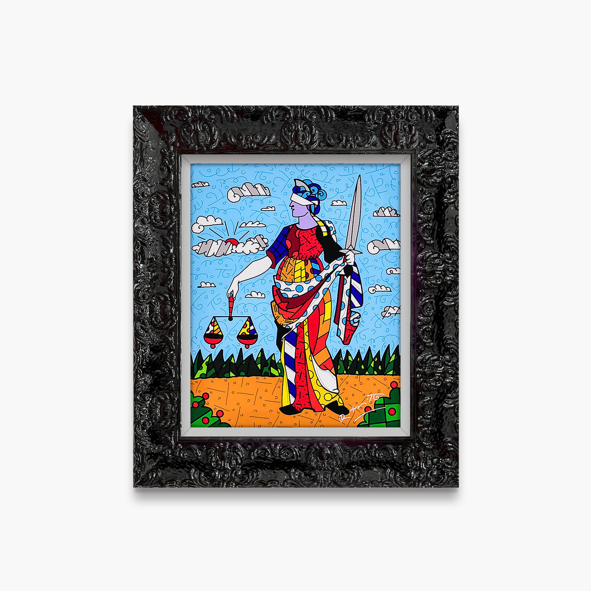 Romero Britto lady justice limited edition print  colorful pop art design