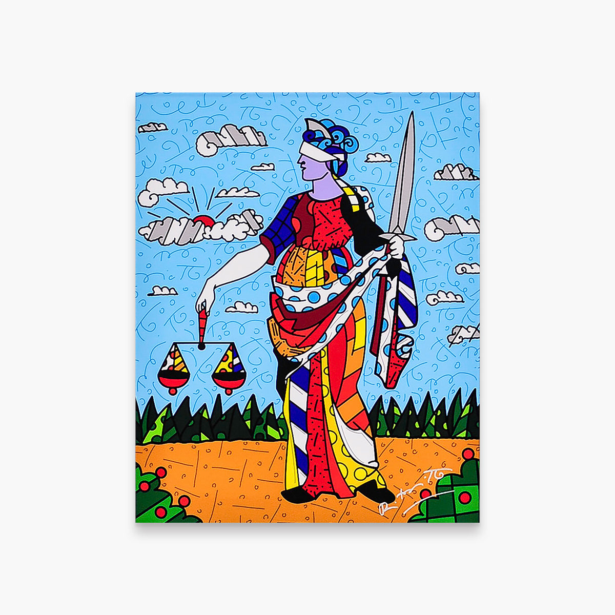Romero Britto lady justice limited edition print  colorful pop art design