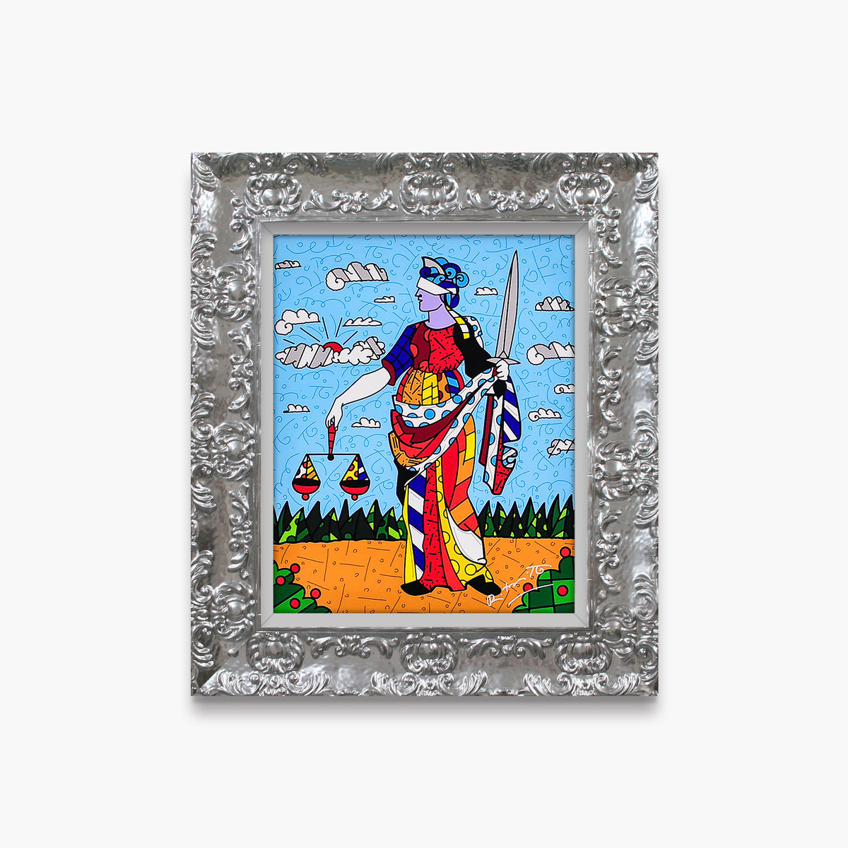 Romero Britto lady justice limited edition print  colorful pop art design