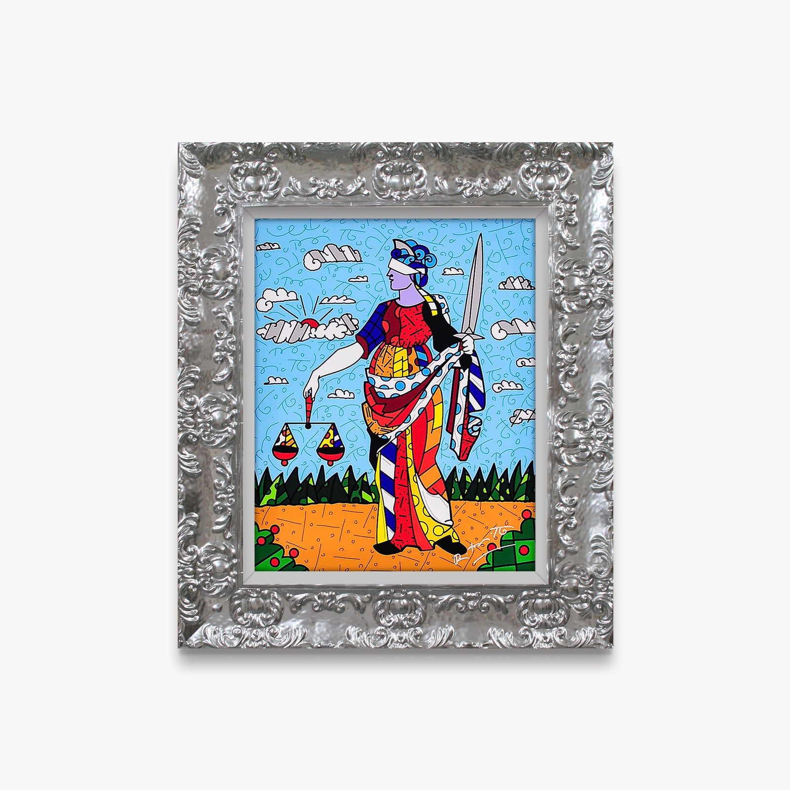 Romero Britto lady justice limited edition print  colorful pop art design