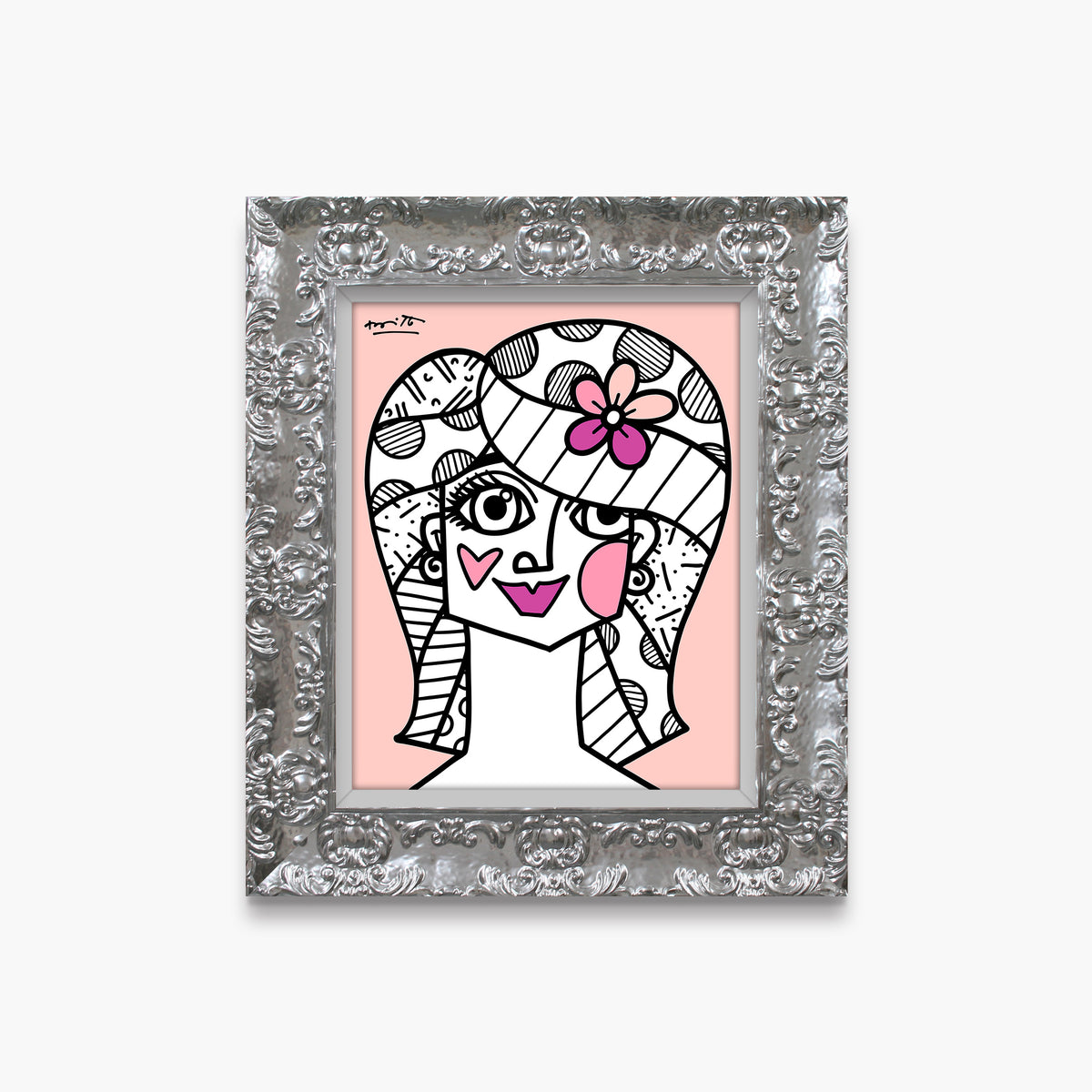 Romero Britto hair do limited edition print  colorful pop art design