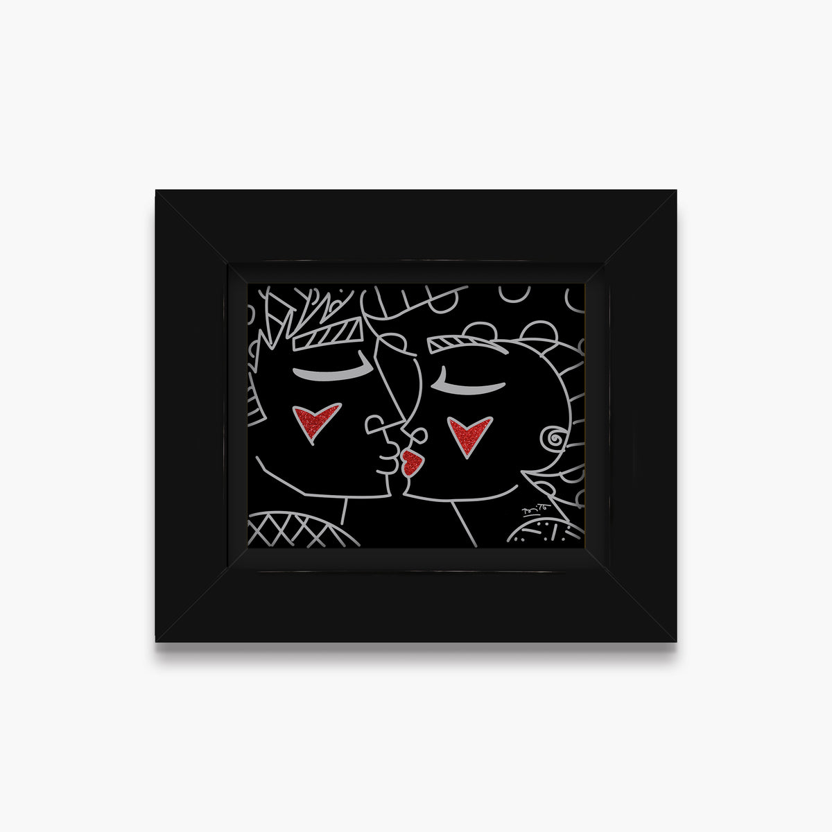 modern pop art two red hearts red lips  vibrant home decor