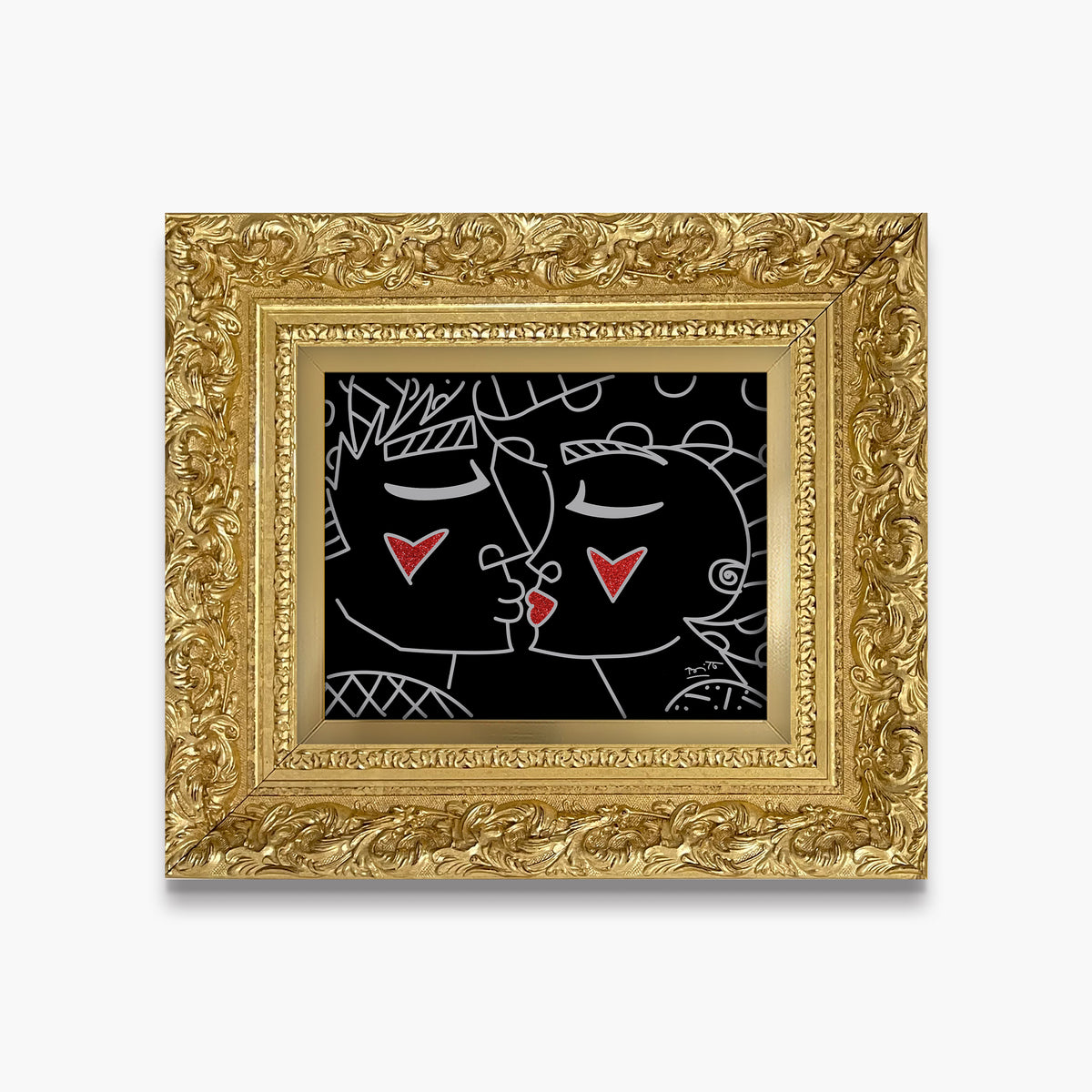 modern pop art two red hearts red lips  vibrant home decor