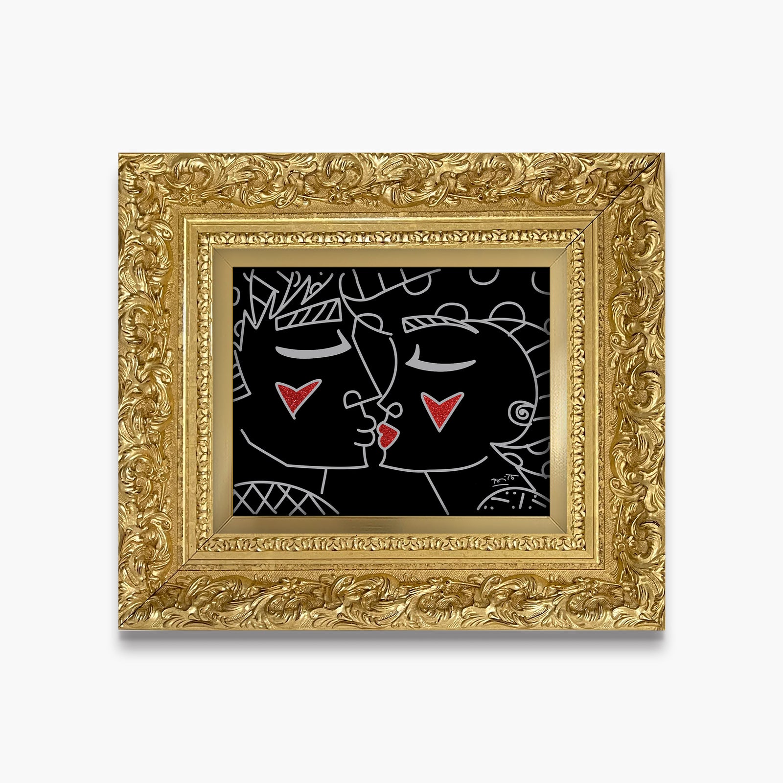 modern pop art two red hearts red lips  vibrant home decor