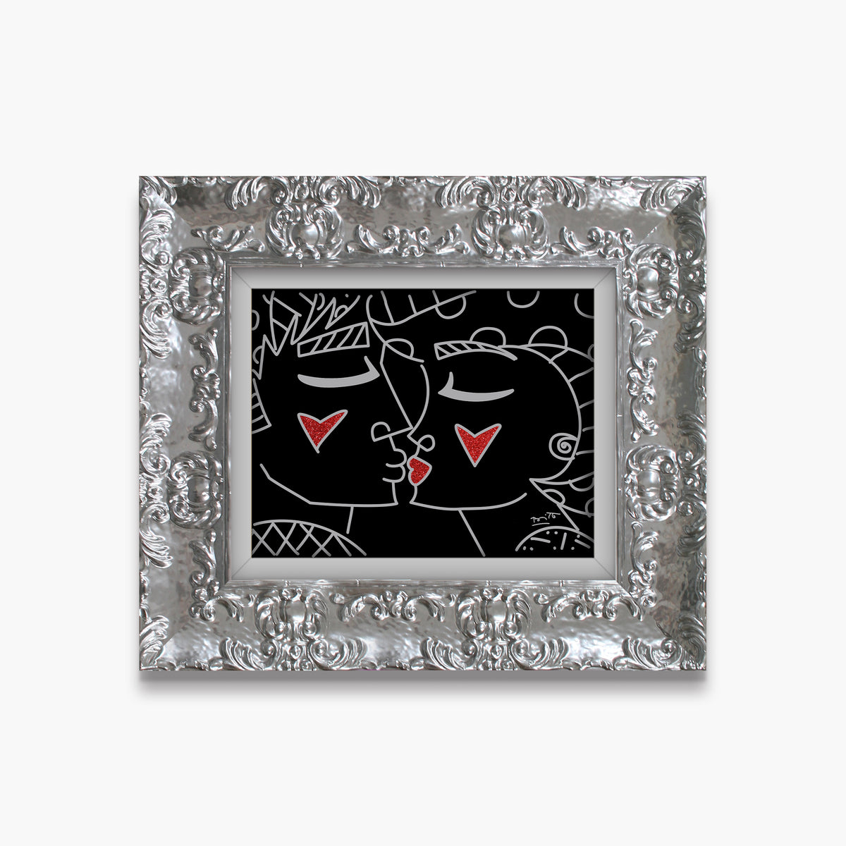 two red hearts red lips  colorful decorative collectible gift idea