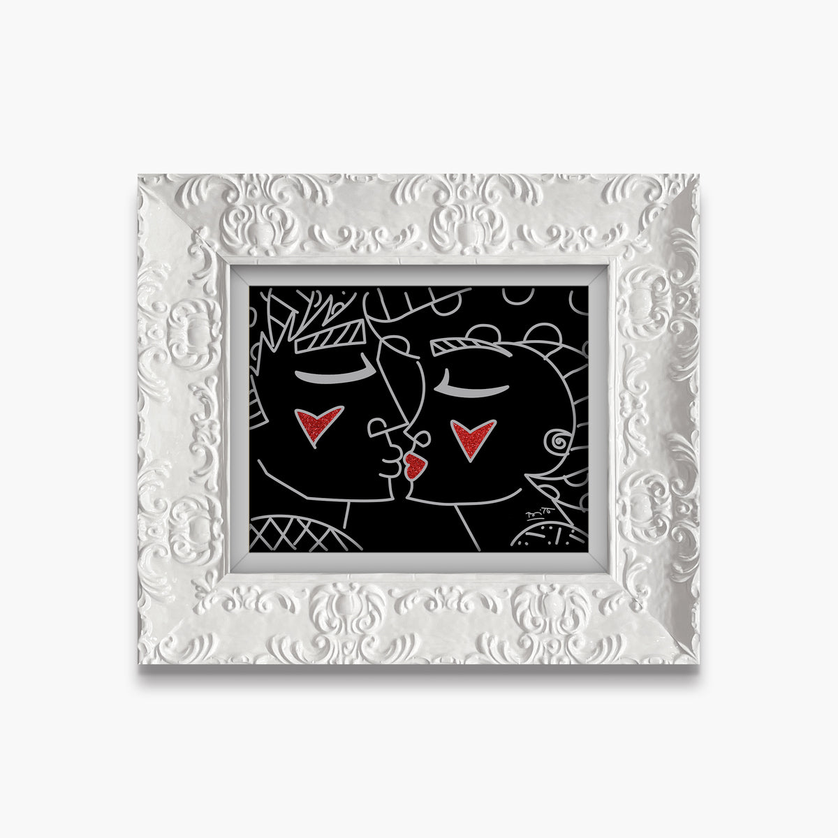 modern pop art two red hearts red lips  vibrant home decor