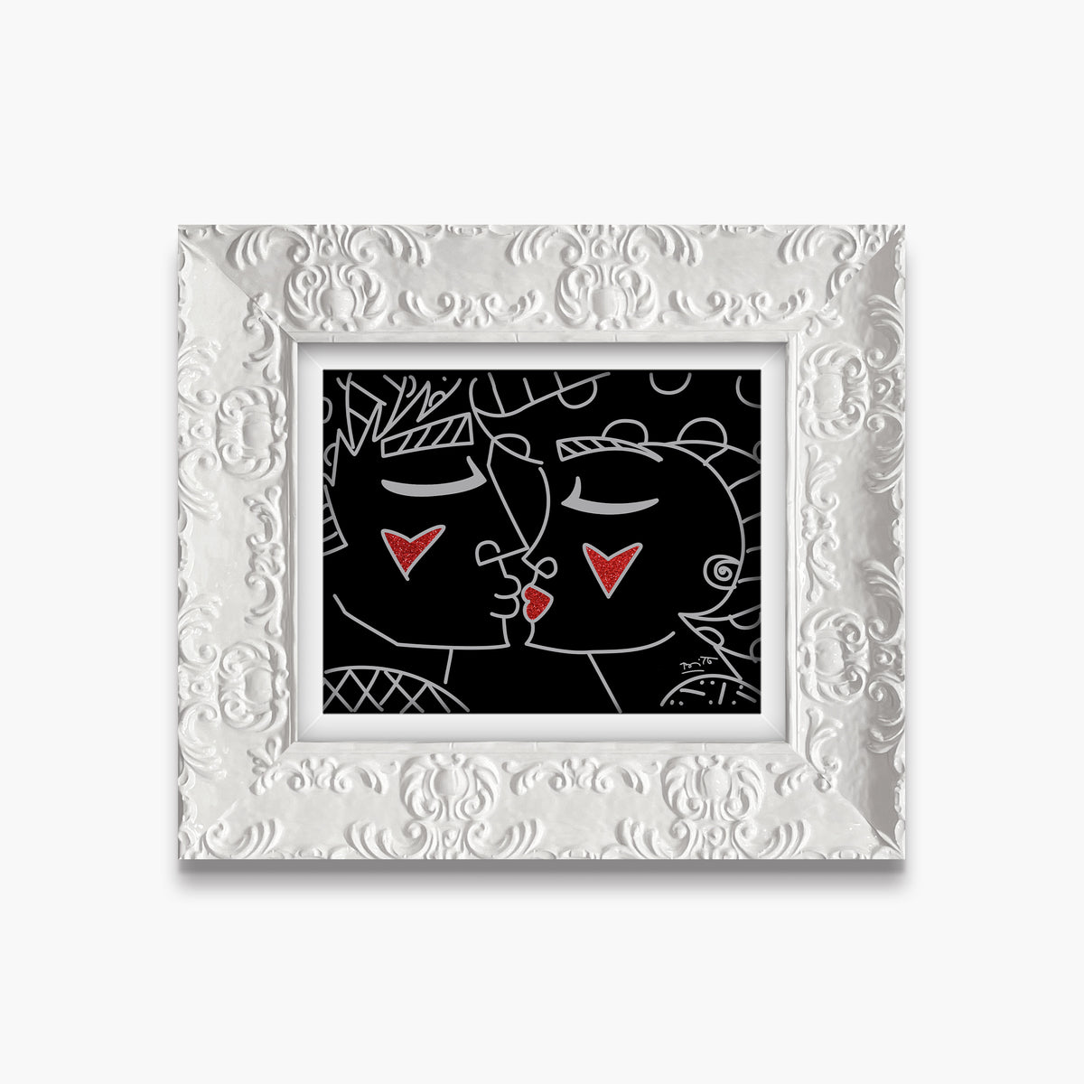 two red hearts red lips  colorful decorative collectible gift idea