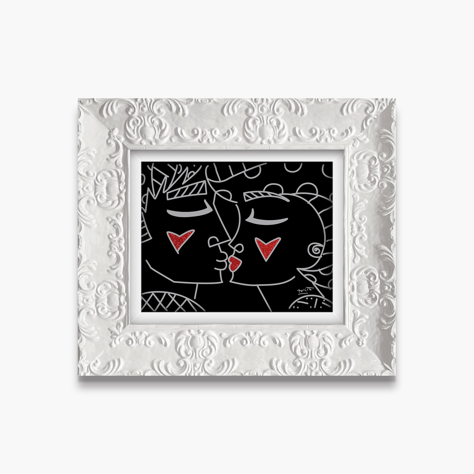 two red hearts red lips  colorful decorative collectible gift idea