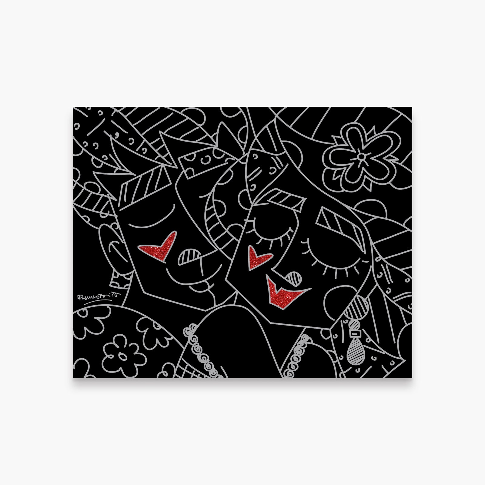 Romero Britto carinho limited edition print  colorful pop art design