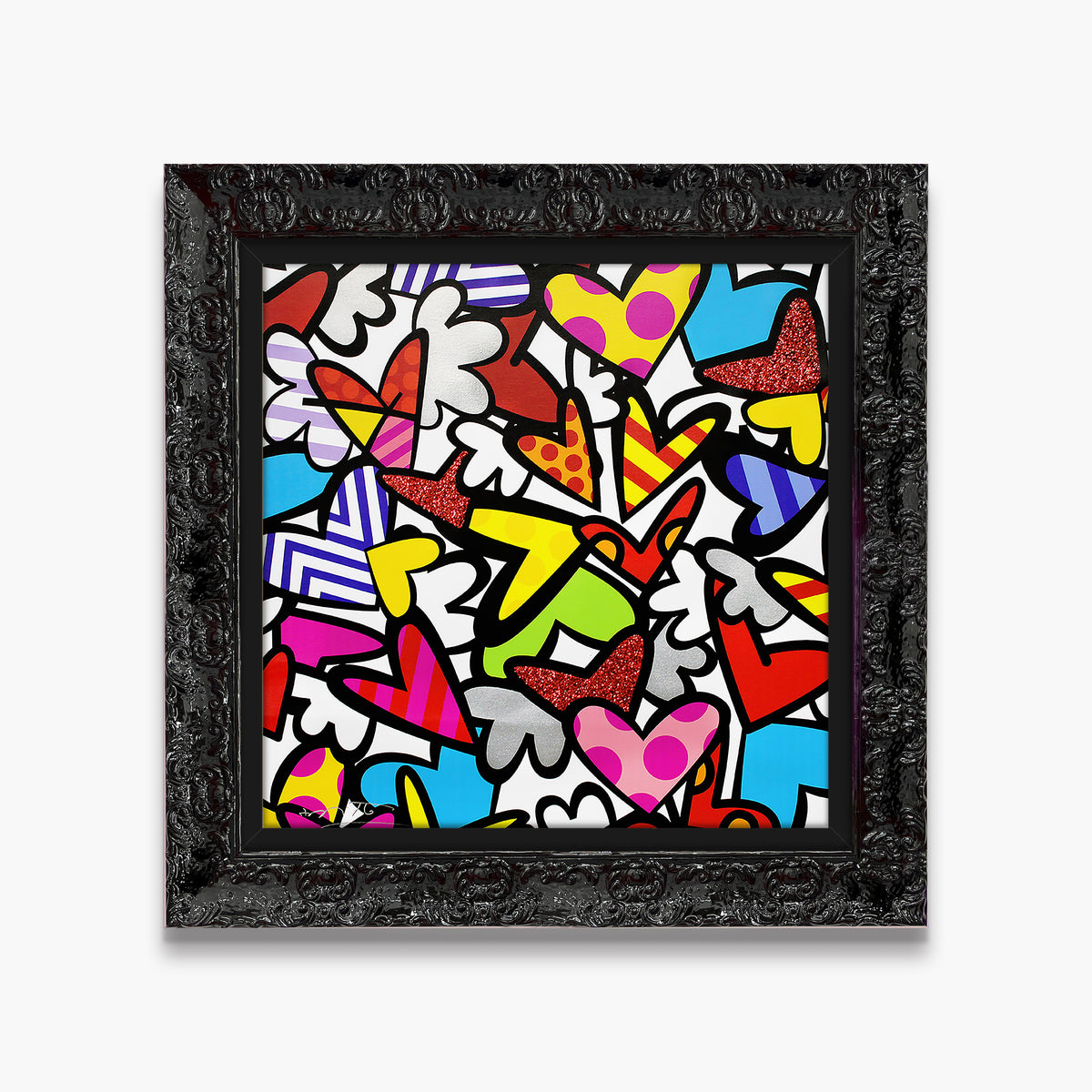 Romero Britto so much love too limited  contemporary pop art piece