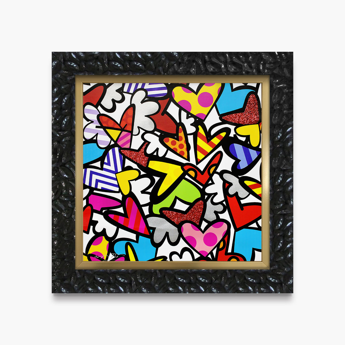 Romero Britto so much love too limited  contemporary pop art piece