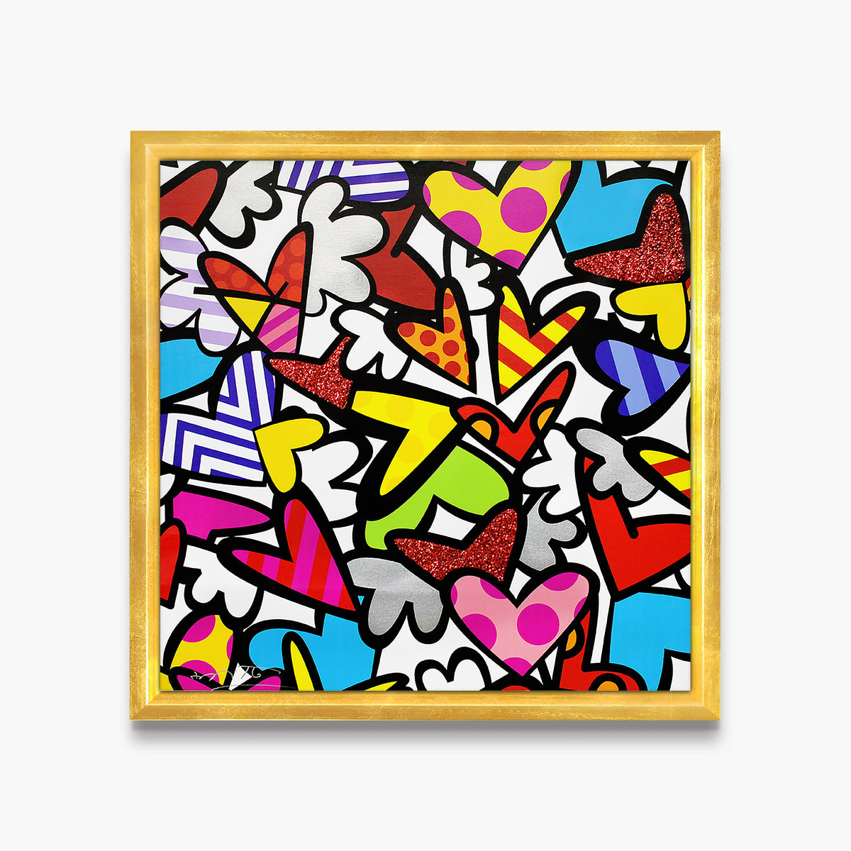 Romero Britto so much love too limited  contemporary pop art piece