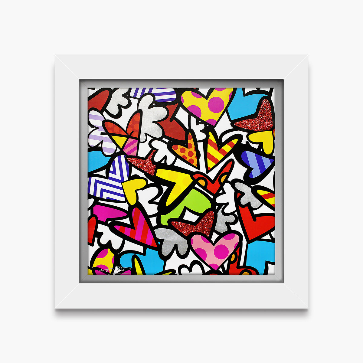 Romero Britto so much love too limited  contemporary pop art piece