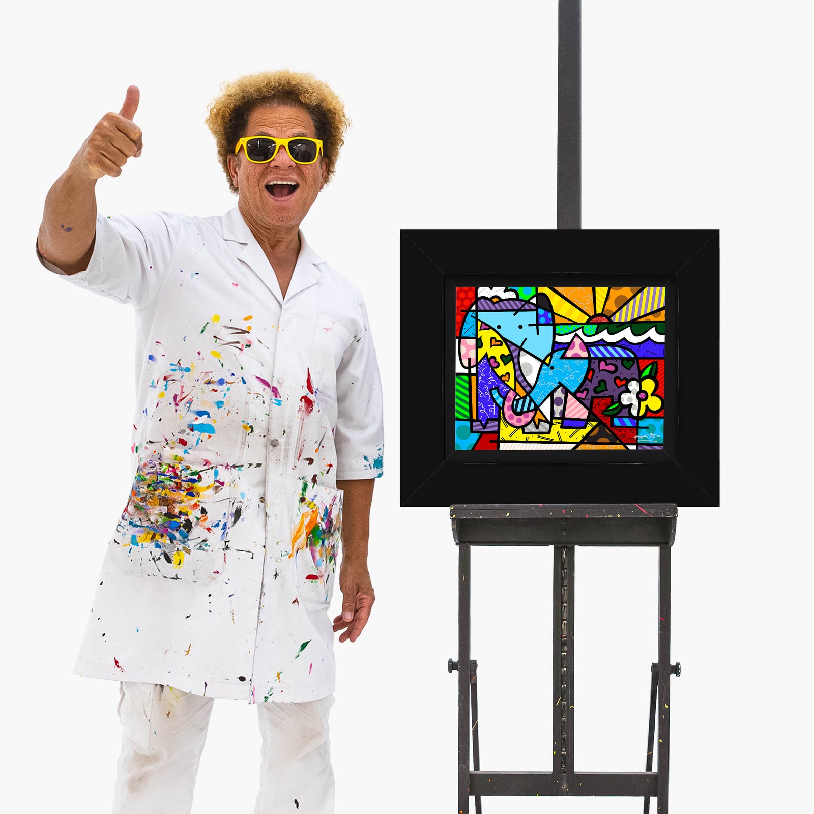 Romero Britto big love elephants limited edition  colorful pop art design