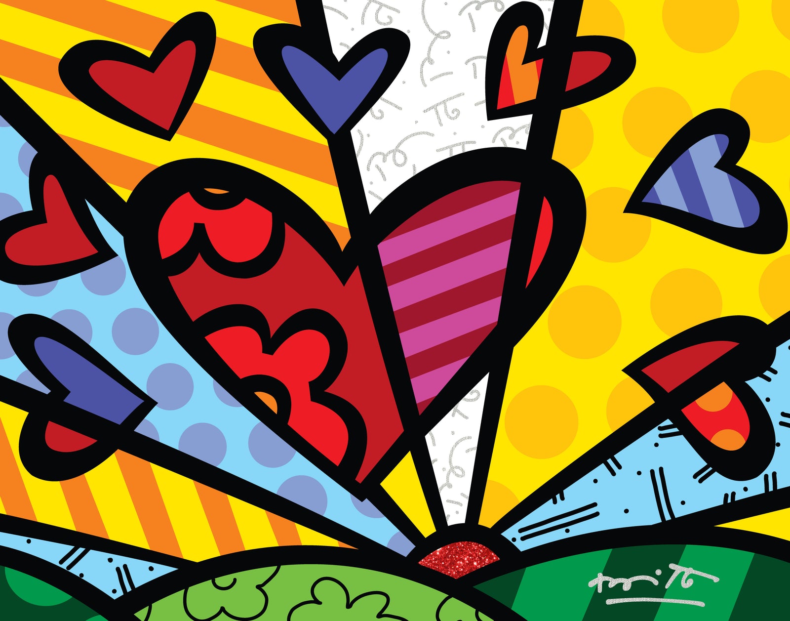 Romero Britto new day limited edition print  colorful pop art design