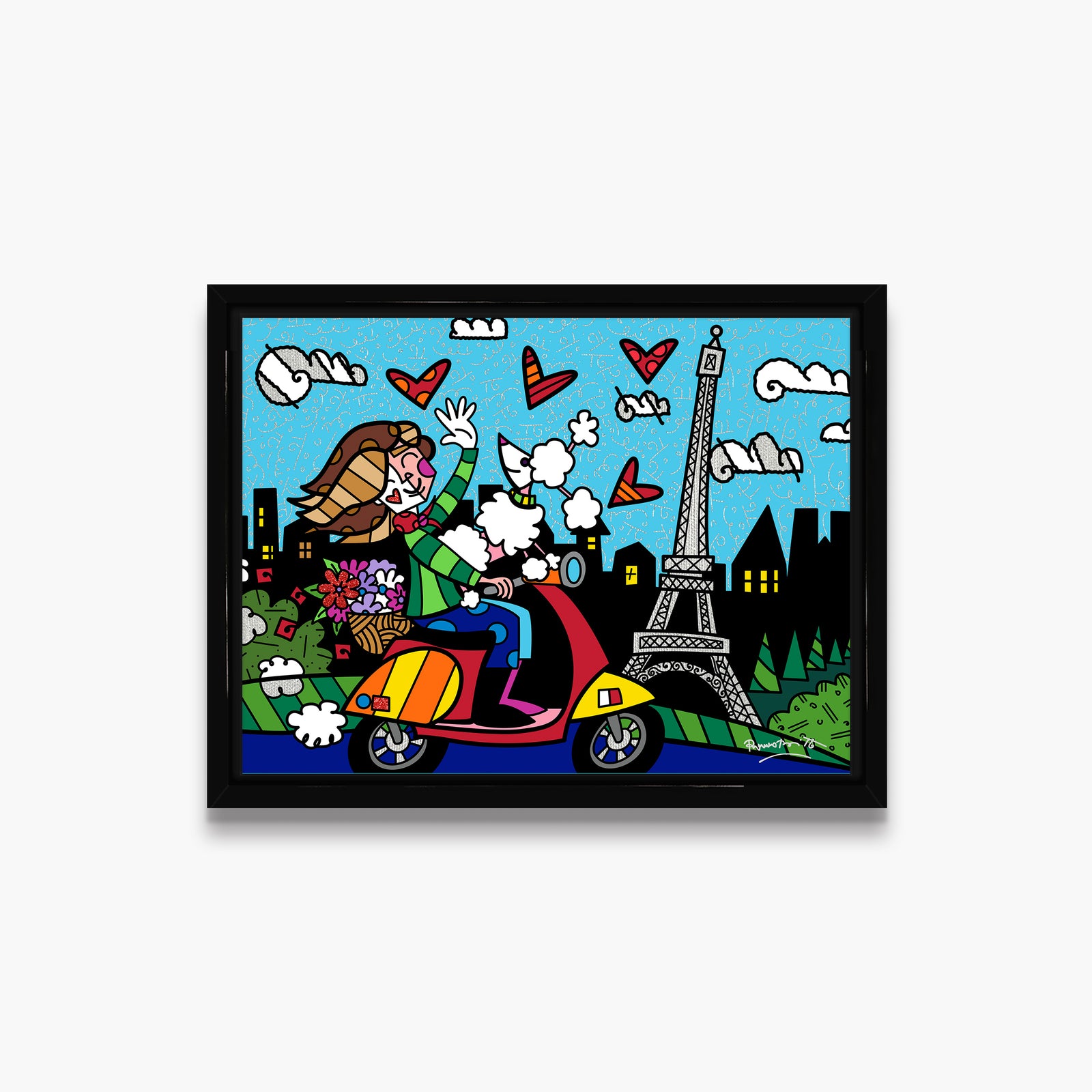 Romero Britto love paris limited edition print  contemporary pop art piece