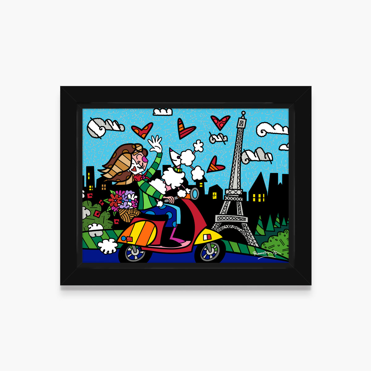 Romero Britto love paris limited edition print  colorful pop art design