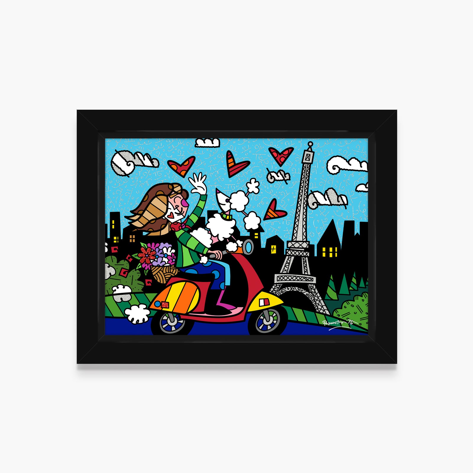 Romero Britto love paris limited edition print  colorful pop art design