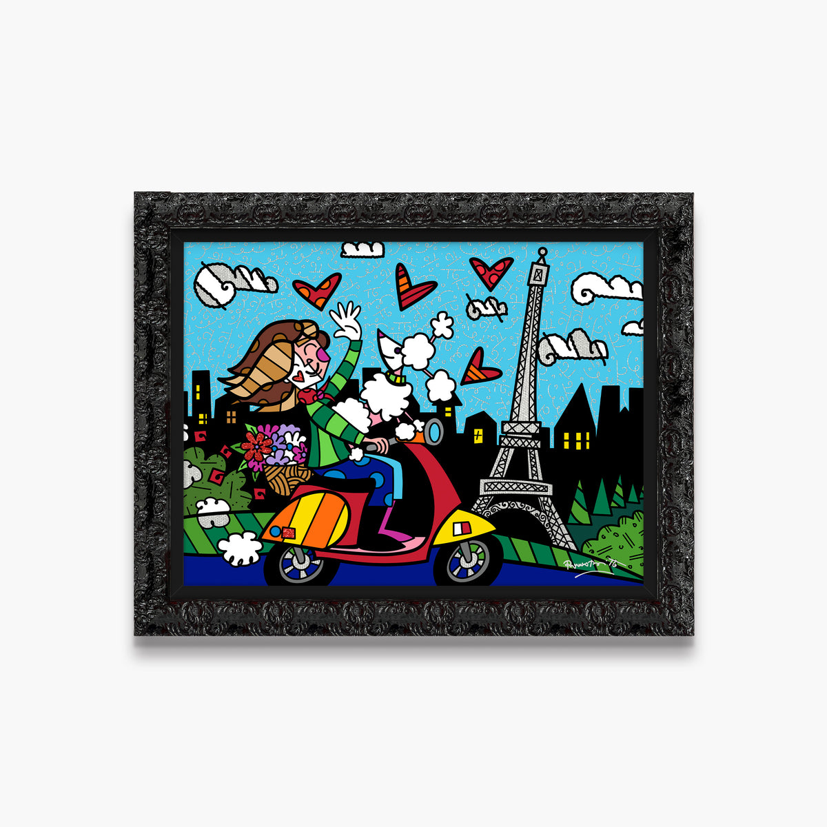 Romero Britto love paris limited edition print  contemporary pop art piece