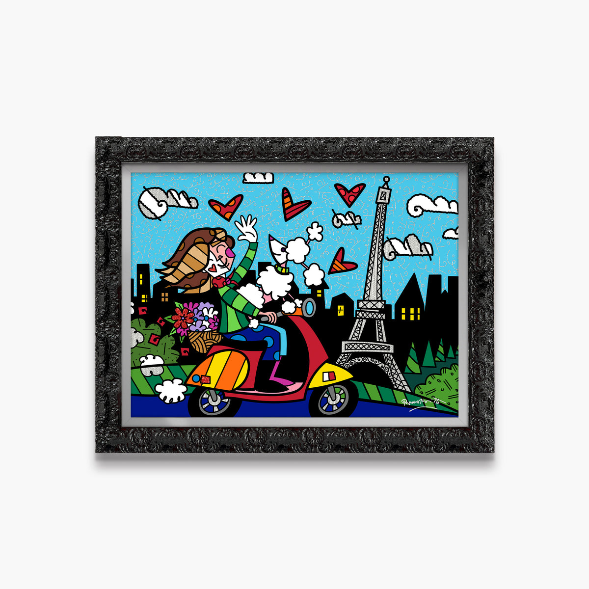 Romero Britto love paris limited edition print  colorful pop art design