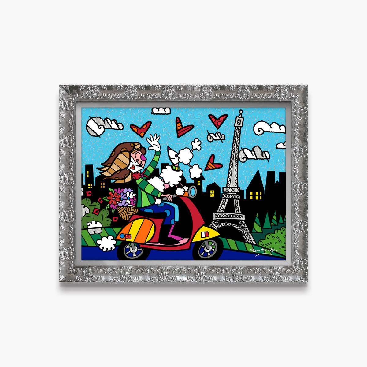 Romero Britto love paris limited edition print  contemporary pop art piece