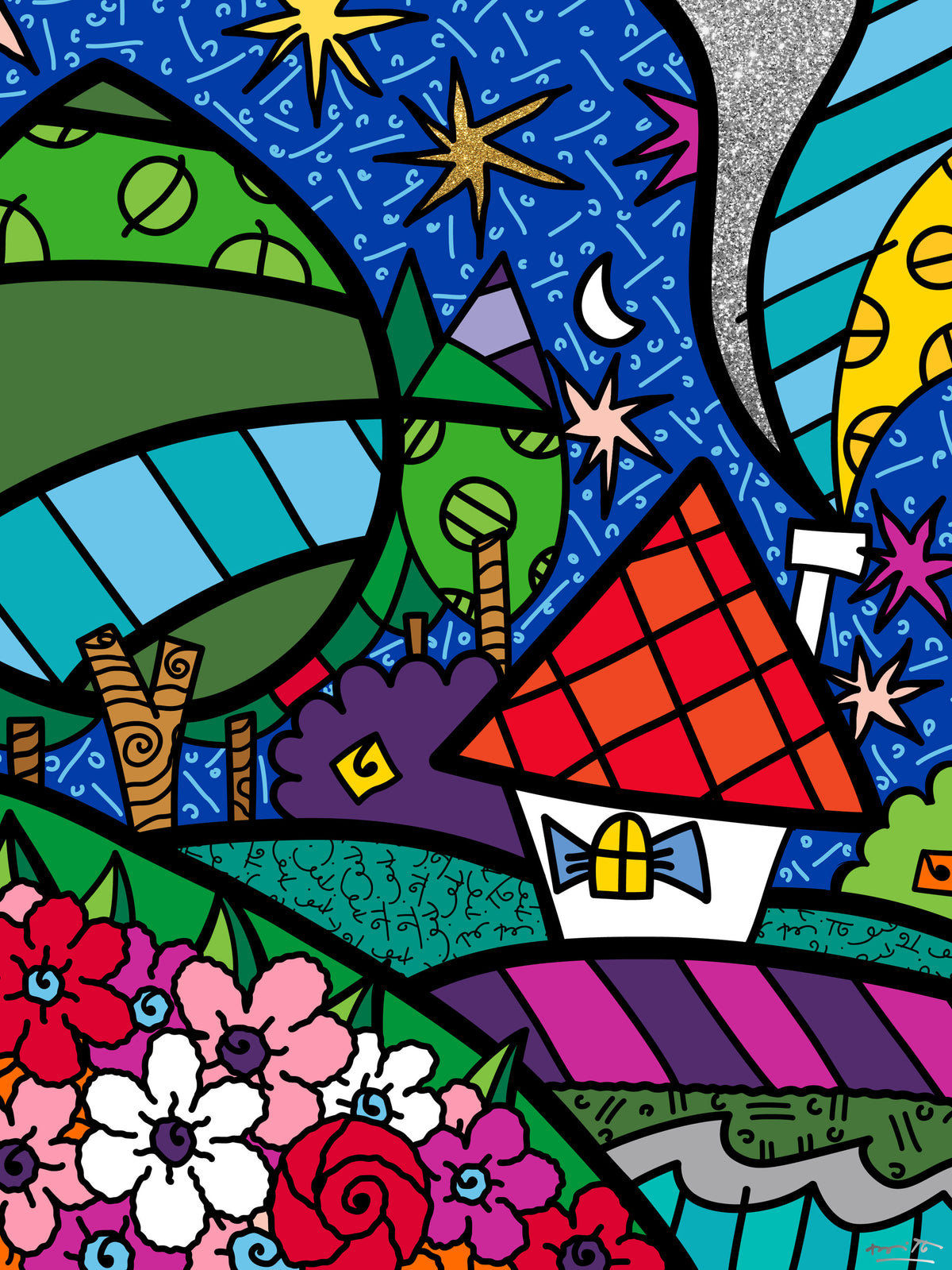 Romero Britto country side limited edition print  colorful pop art design