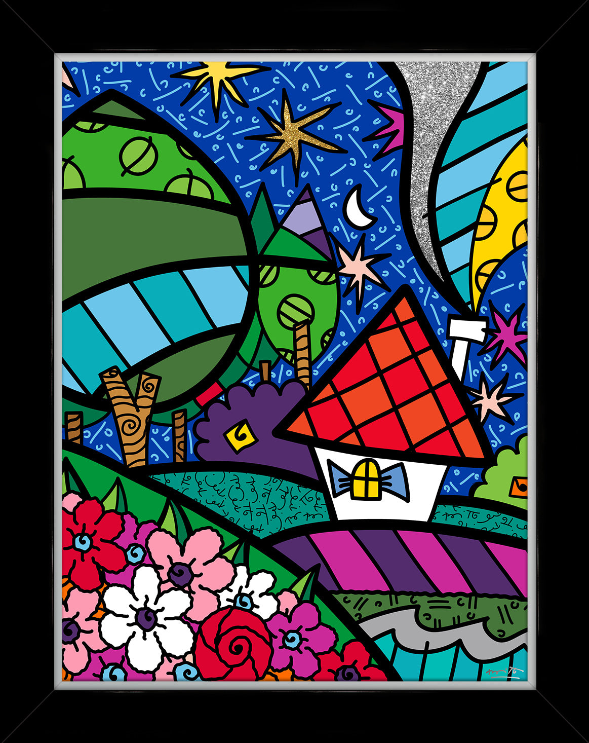 Romero Britto country side limited edition print  colorful pop art design