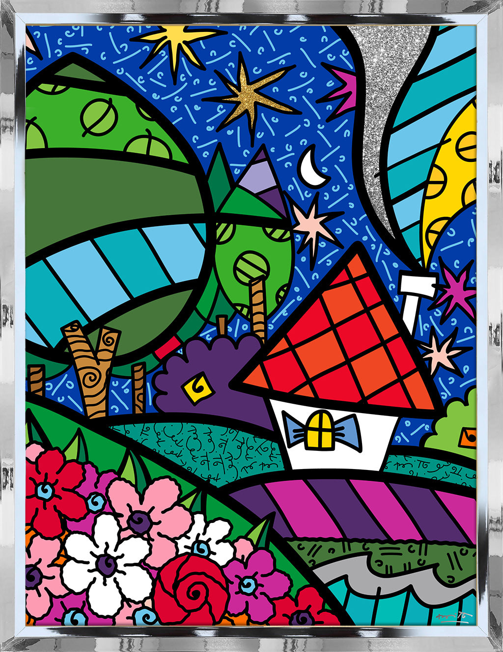 Romero Britto country side limited edition print  colorful pop art design