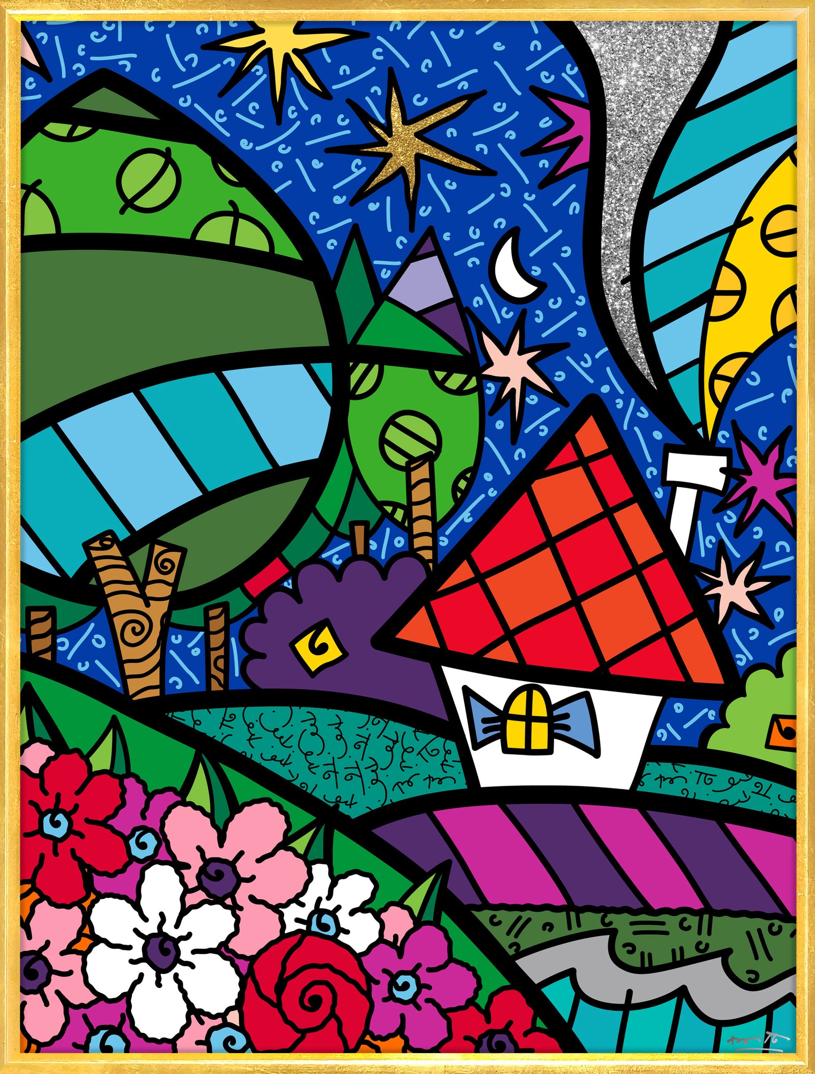 Romero Britto country side limited edition print  contemporary pop art piece