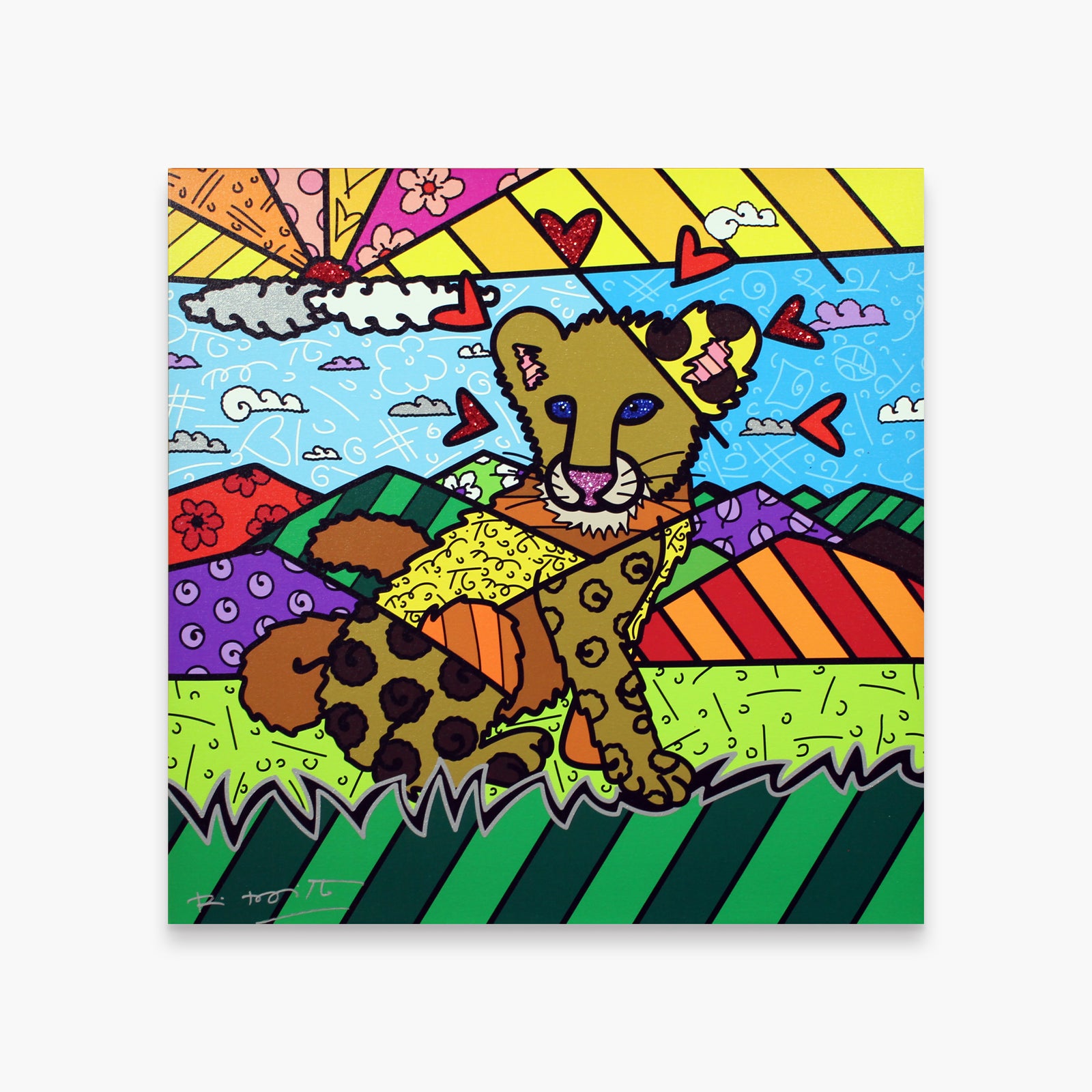 Romero Britto karma limited edition print  colorful pop art design