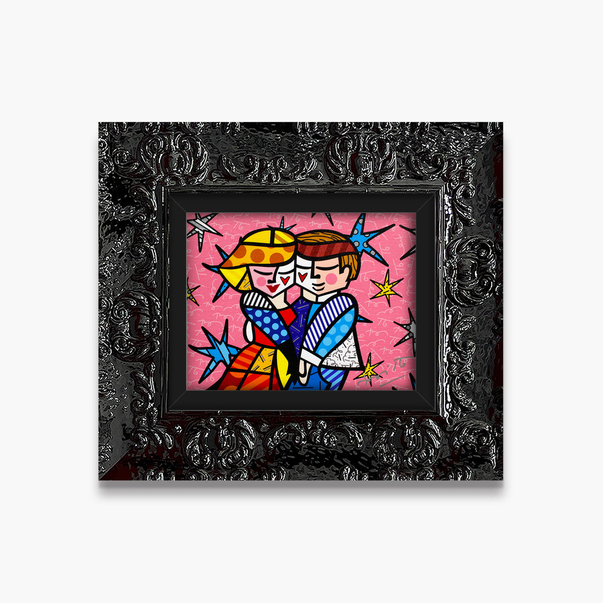 Romero Britto pretty in pink limited edition  contemporary pop art piece