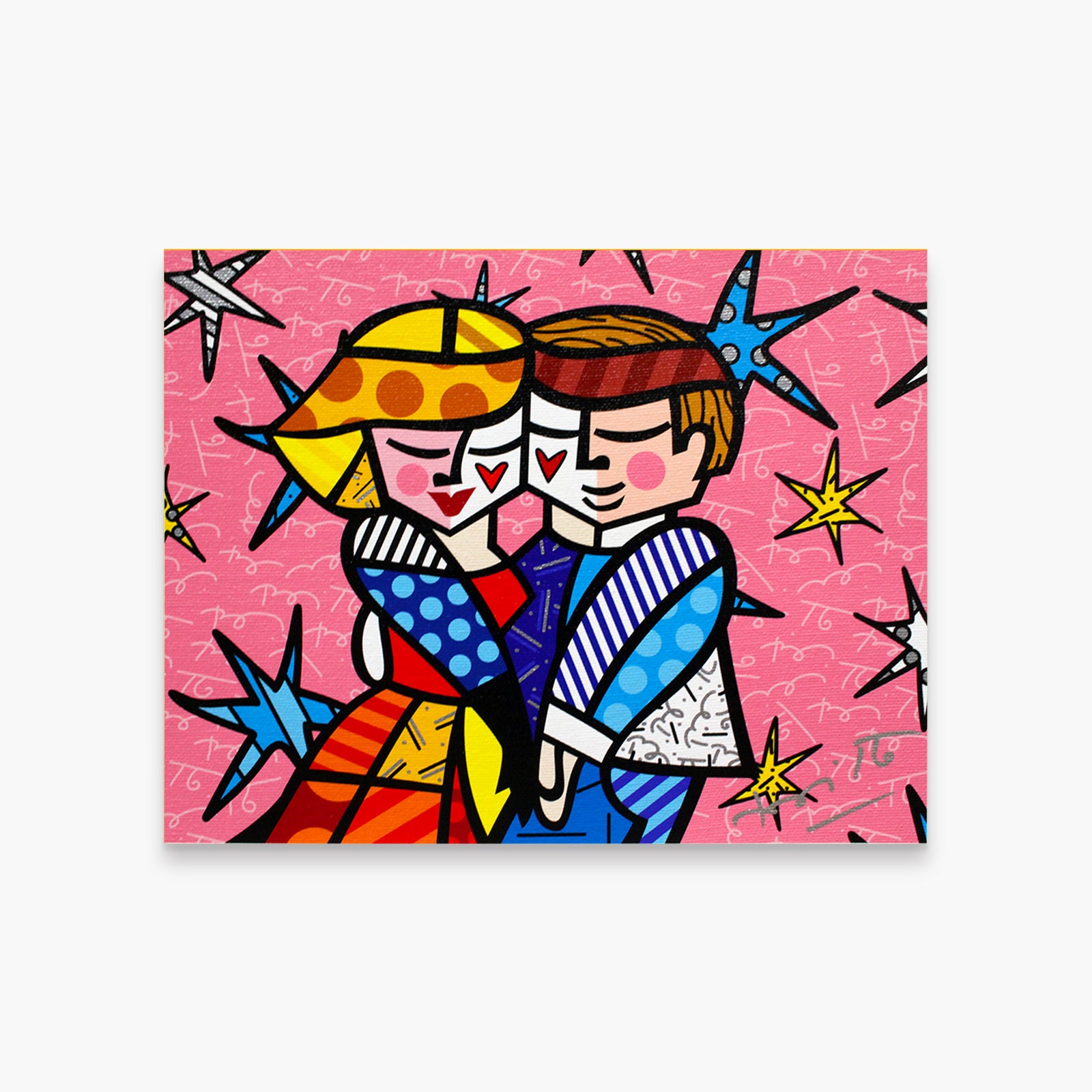 Romero Britto pretty in pink limited edition  colorful pop art design
