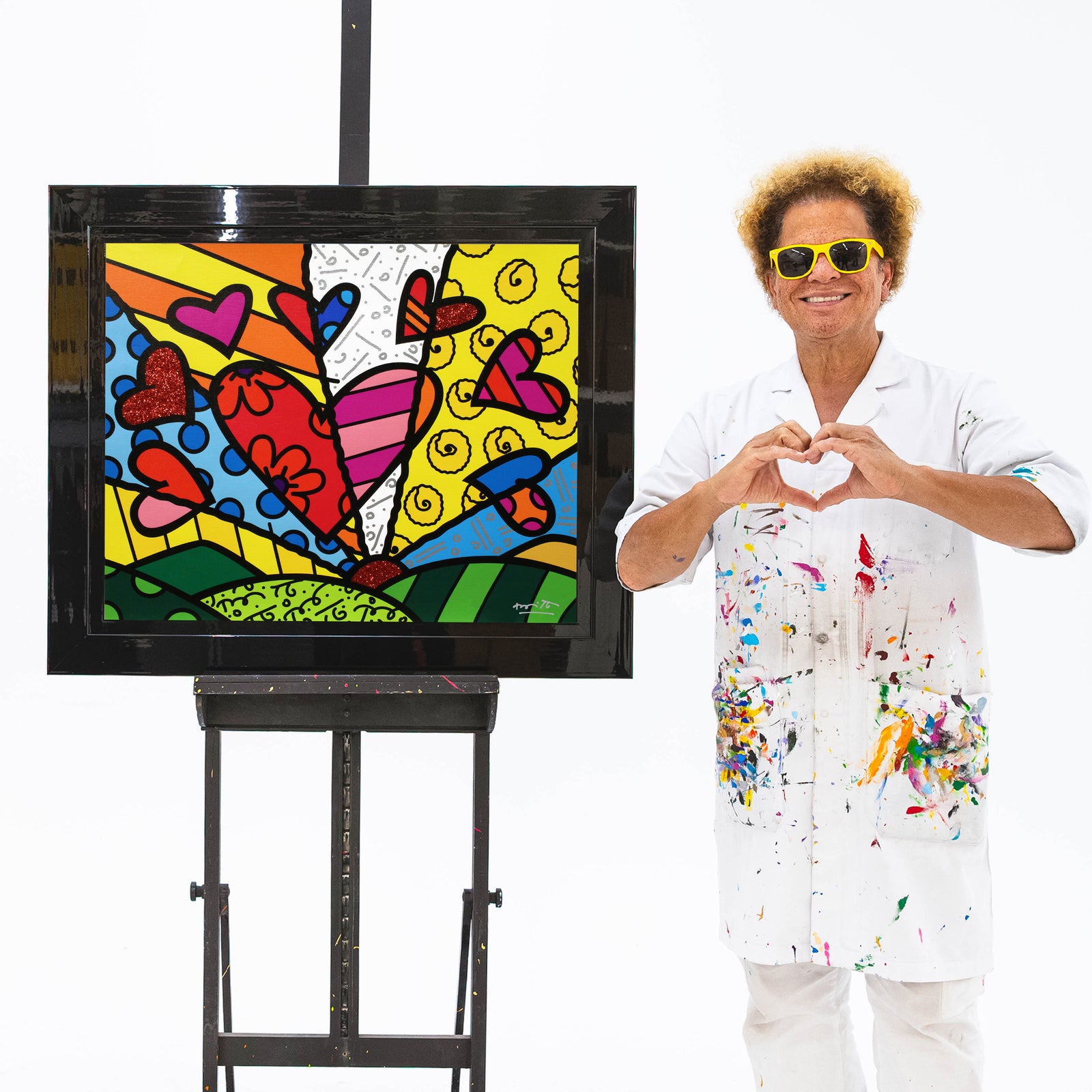 Romero Britto novo dia limited edition print  colorful pop art design