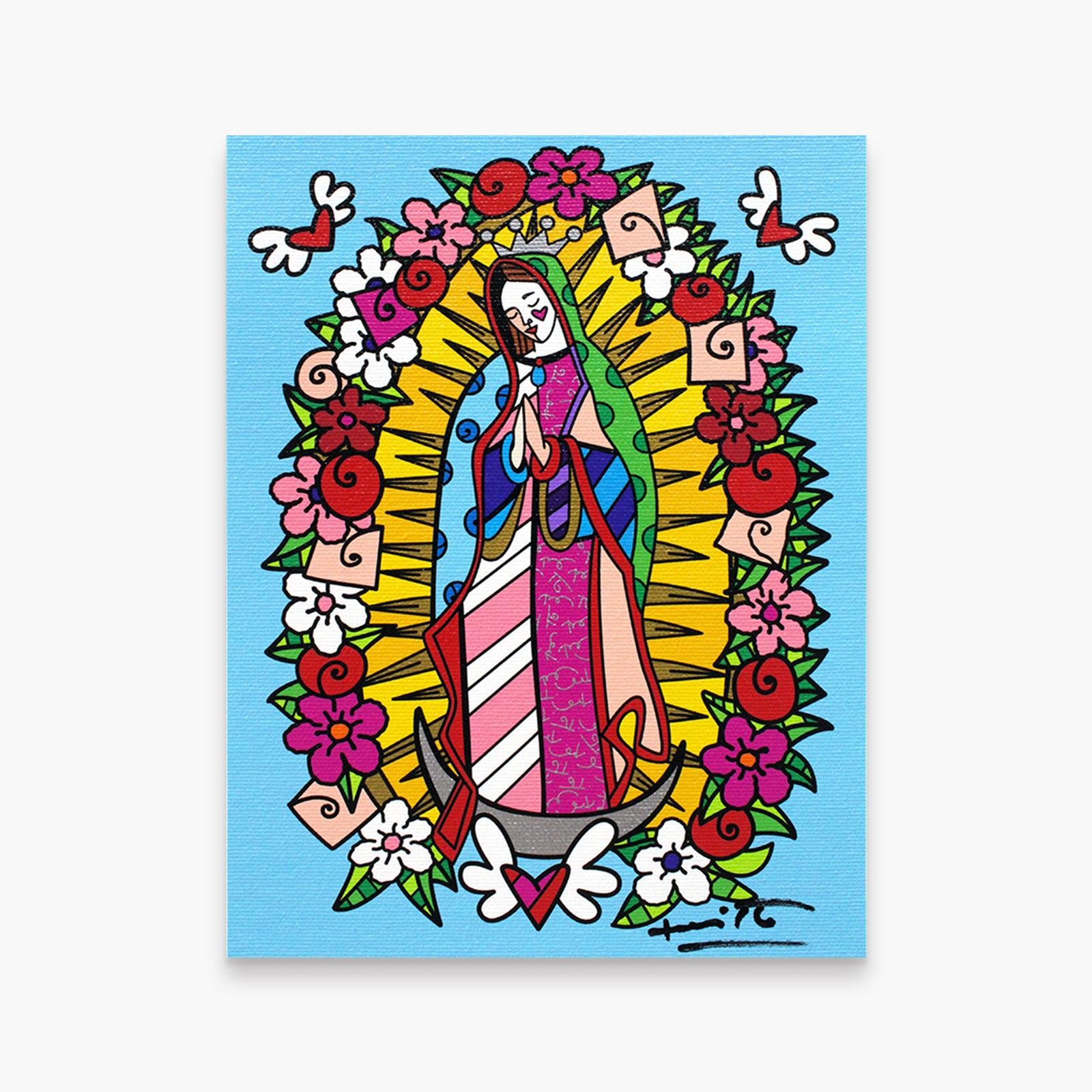 Romero Britto divine blue limited edition print  colorful pop art design