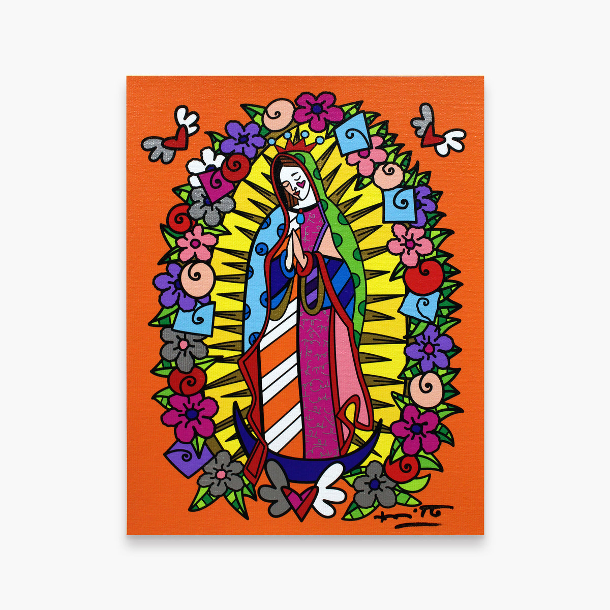 Romero Britto our lady limited edition print  colorful pop art design