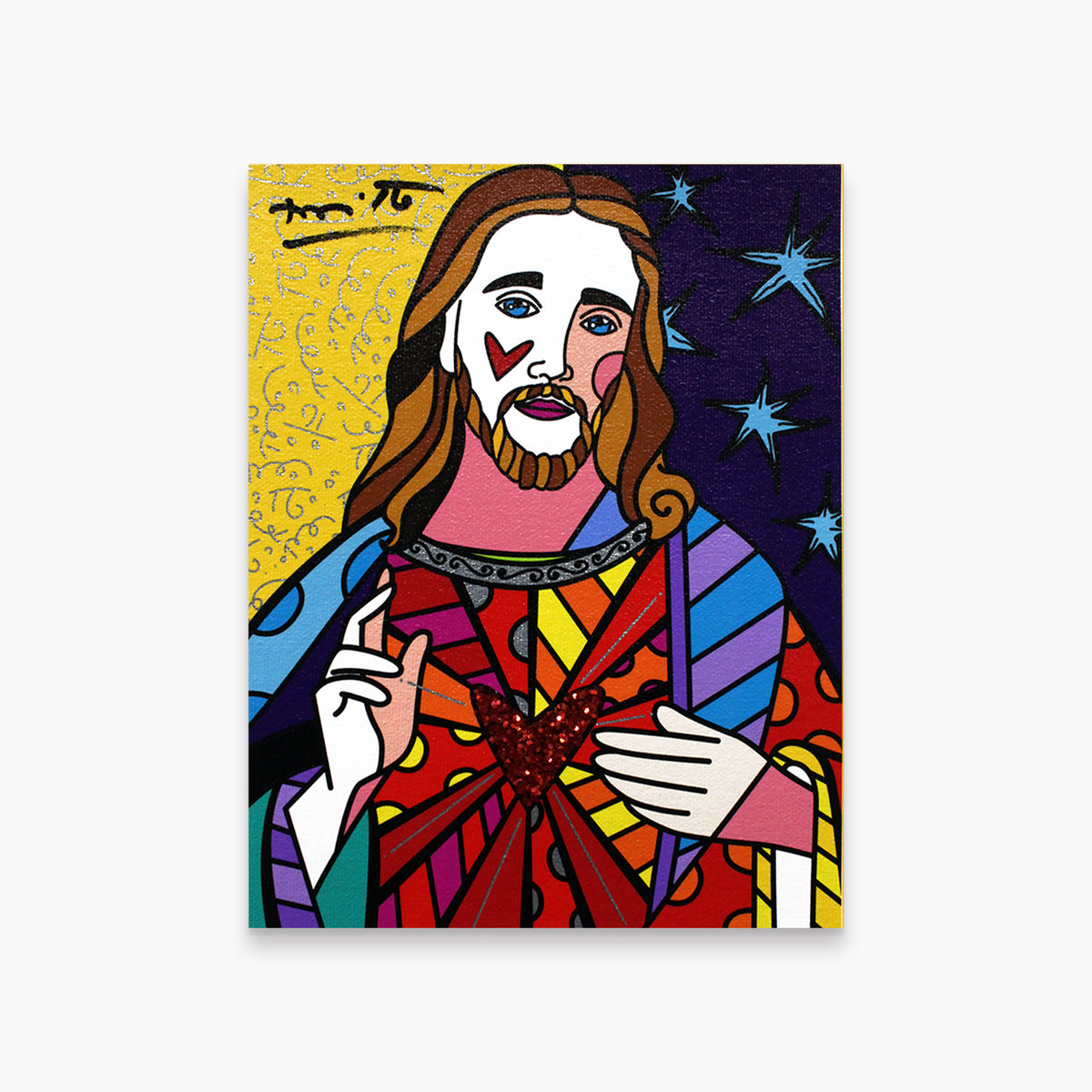 Romero Britto god limited edition digital print  colorful pop art design