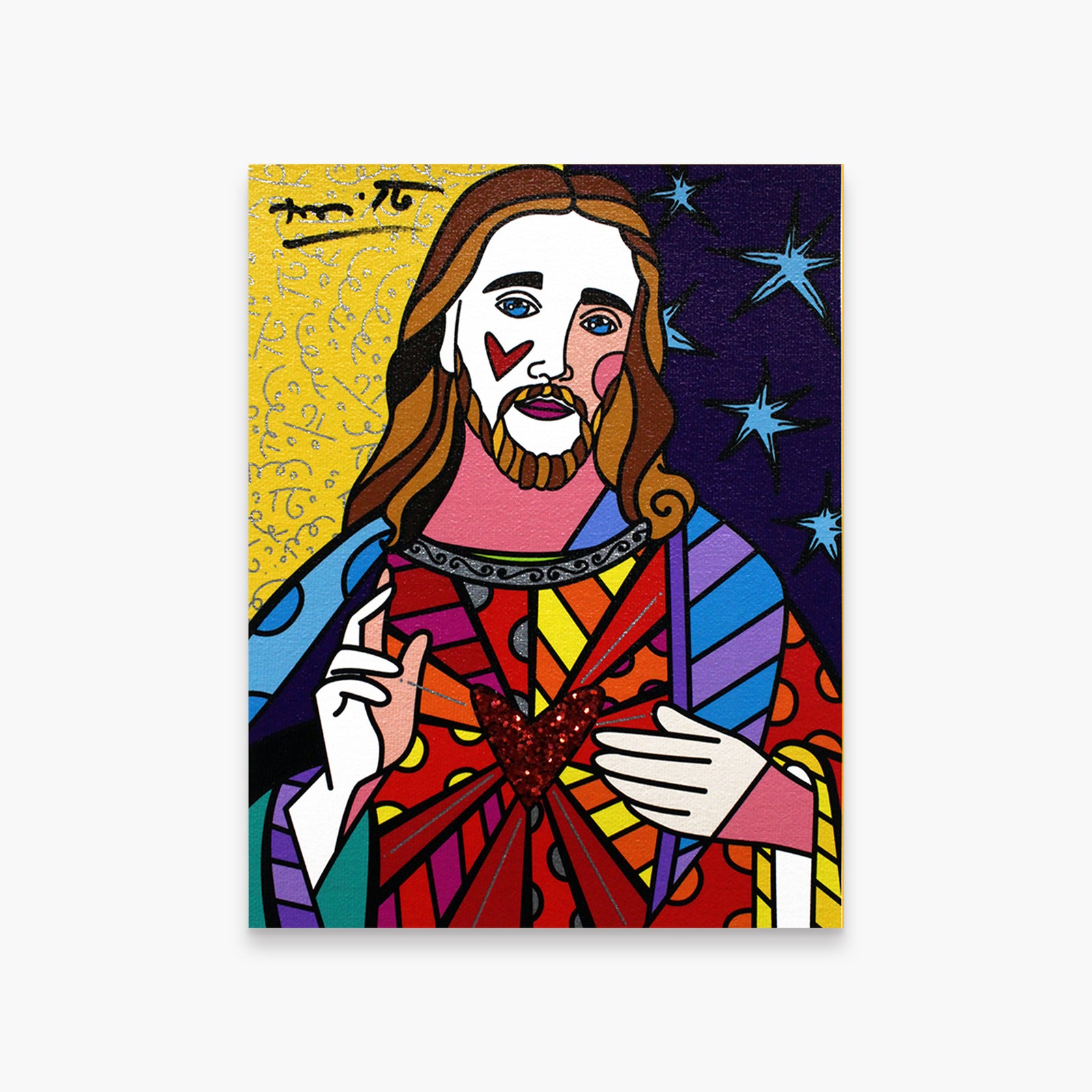 Romero Britto god limited edition digital print  colorful pop art design