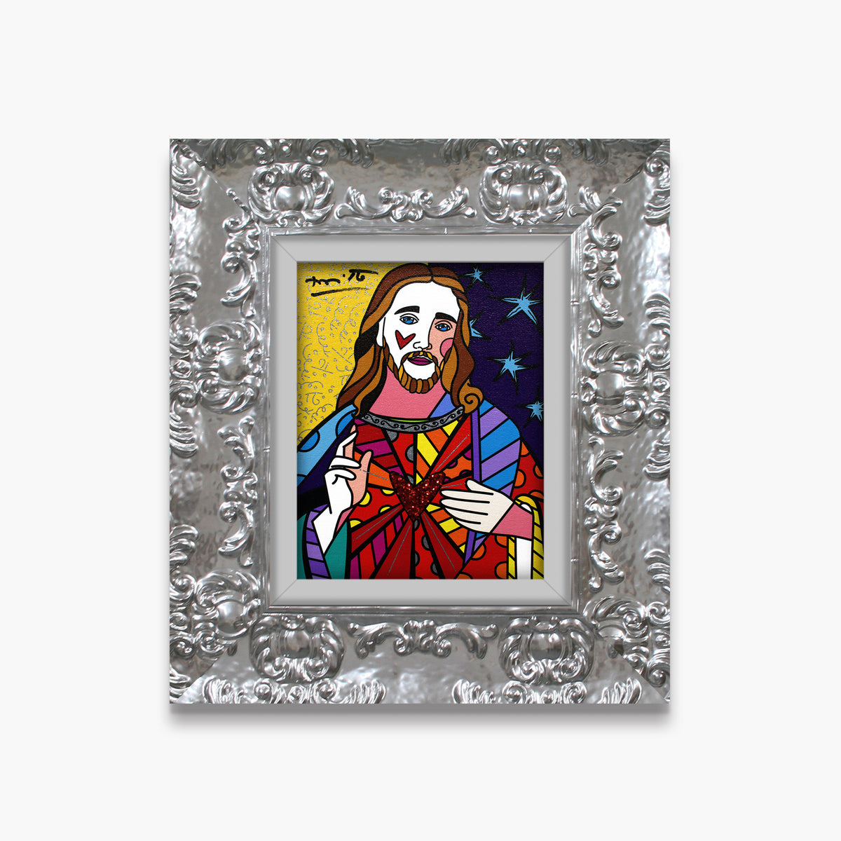 Romero Britto god limited edition digital print  contemporary pop art piece