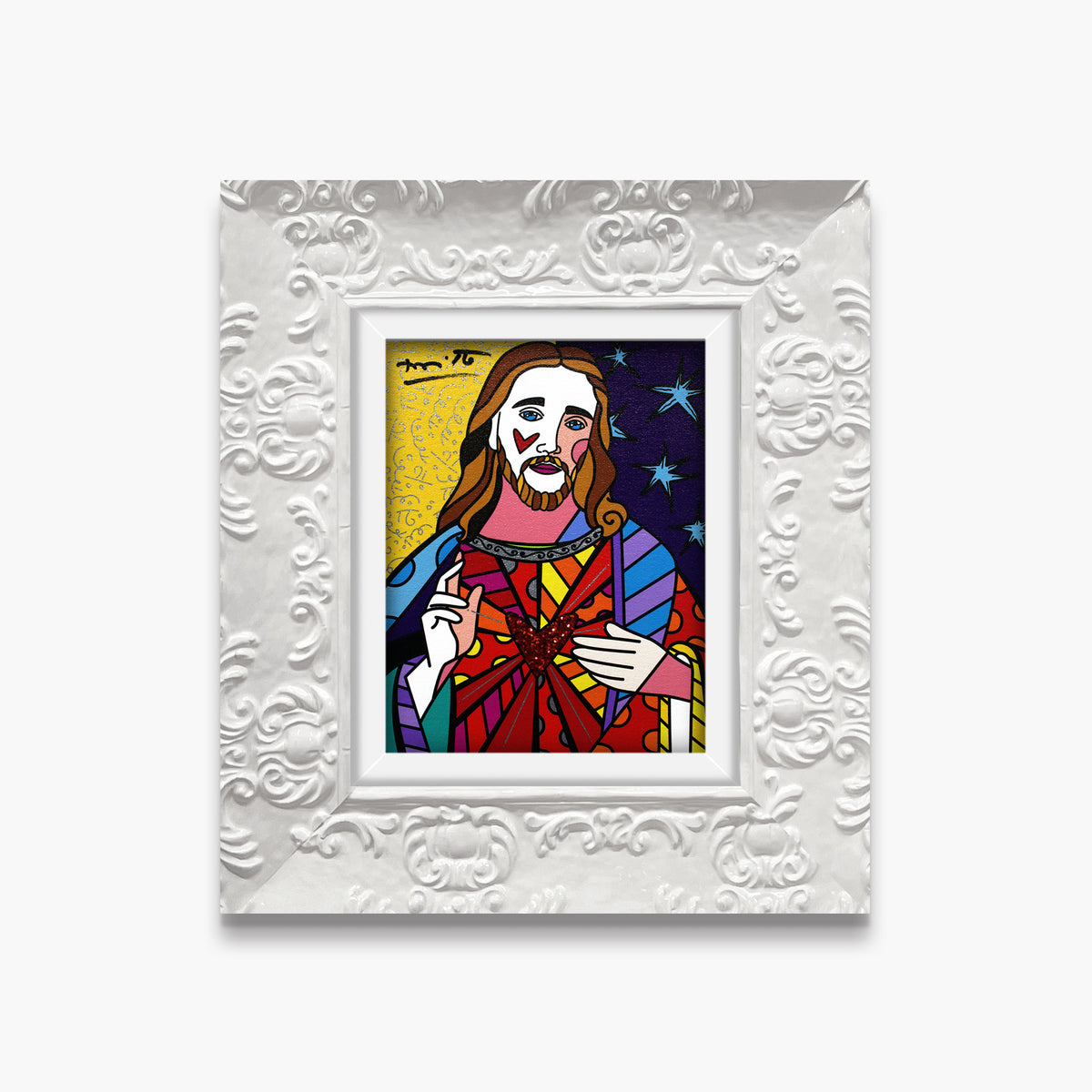 Romero Britto god limited edition digital print  contemporary pop art piece
